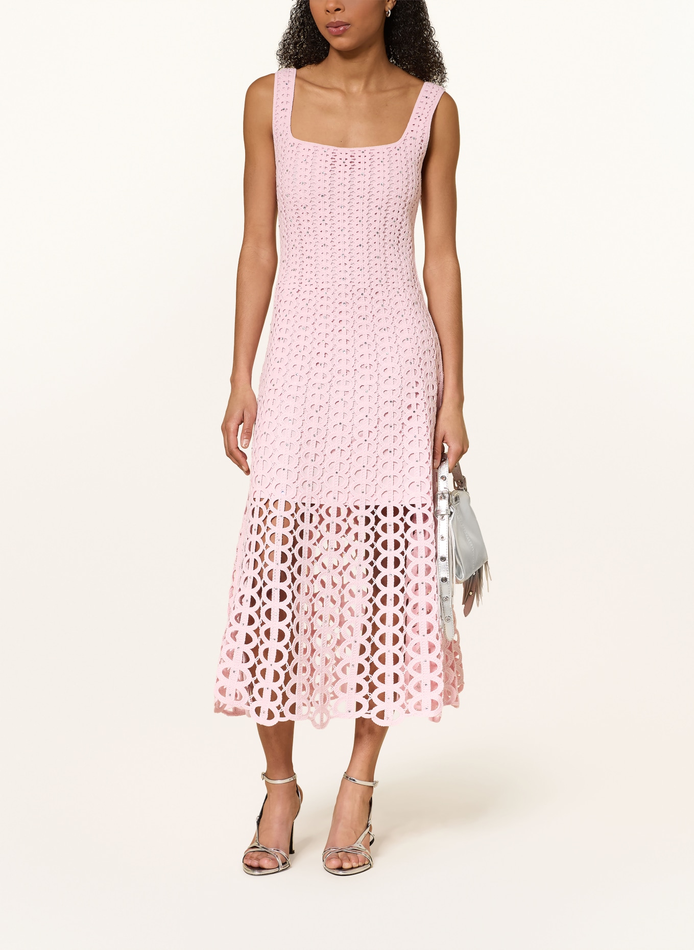 maje Strickkleid mit Schmucksteinen: HELLROSA