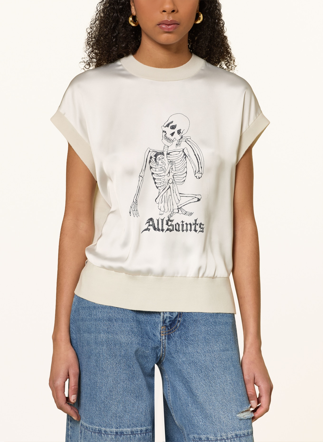 ALLSAINTS Stricktop im Materialmix: CREME