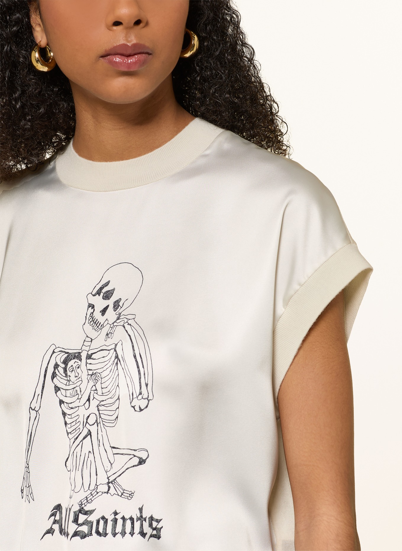 ALLSAINTS Stricktop im Materialmix: CREME