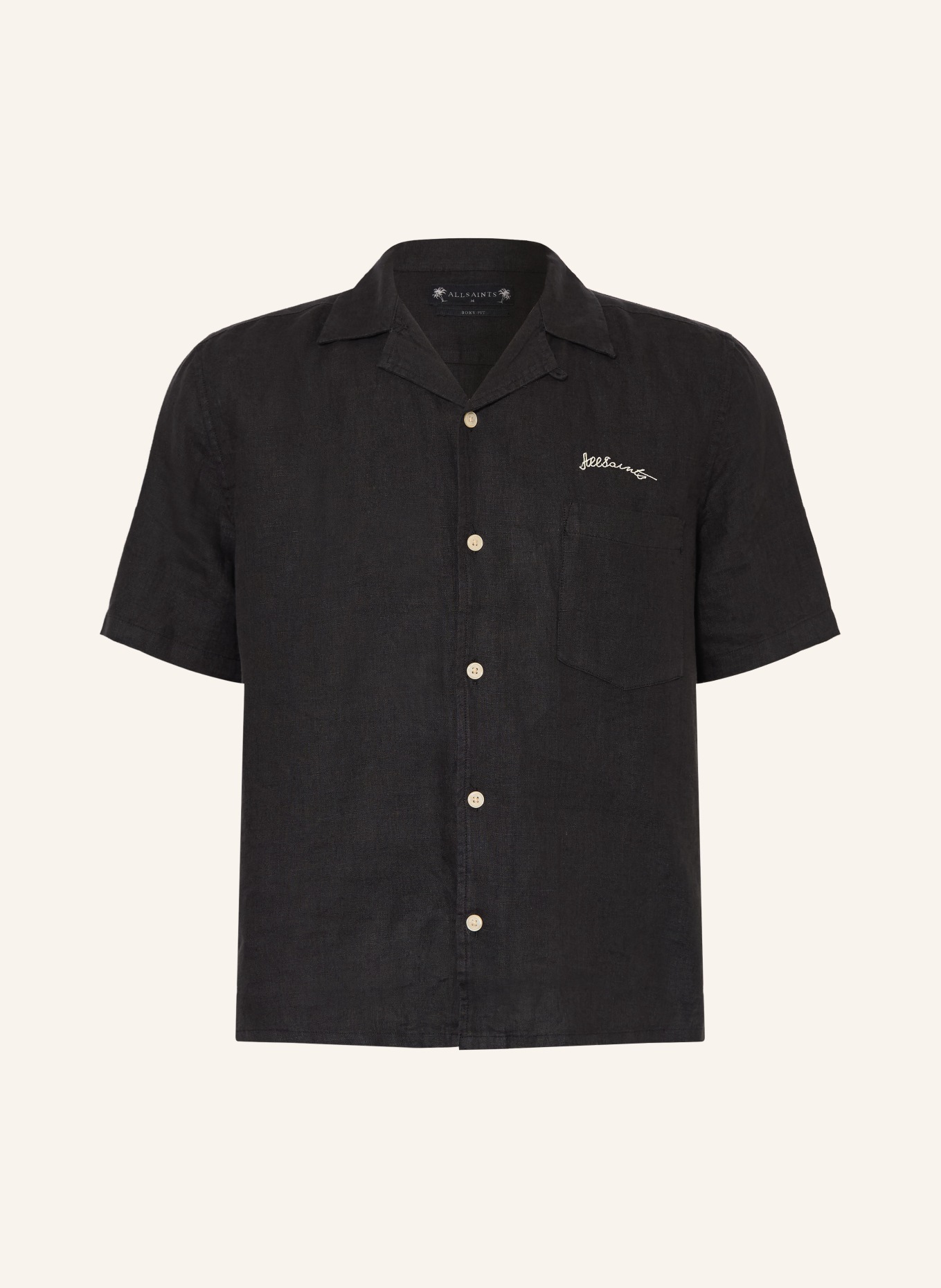 ALLSAINTS WILDER boxy fit resort shirt made of linen: BLACK / DUSKY PINK / GREEN