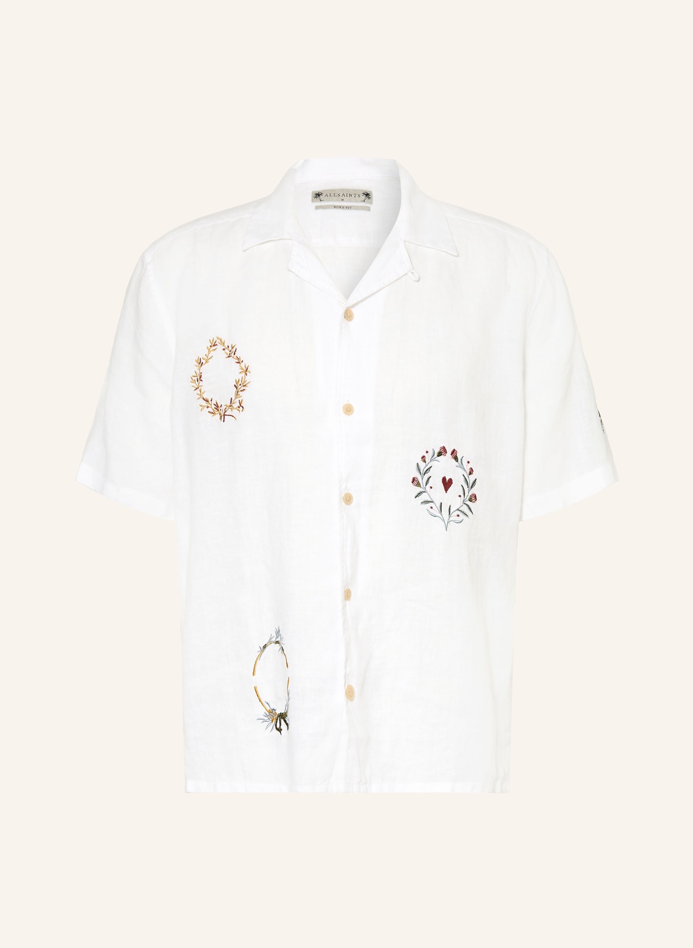 ALLSAINTS Chemise resort DECK coupe carrée en lin: BLANC