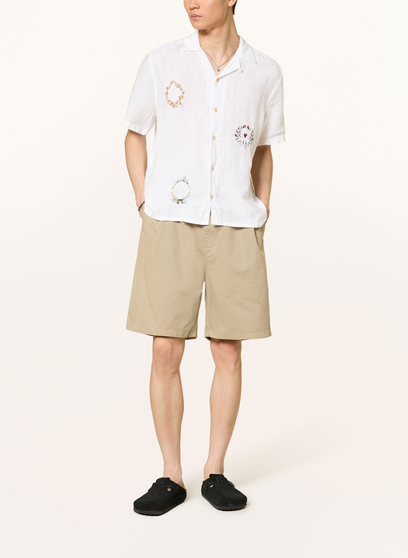 ALLSAINTS Chemise resort DECK coupe carrée en lin: BLANC