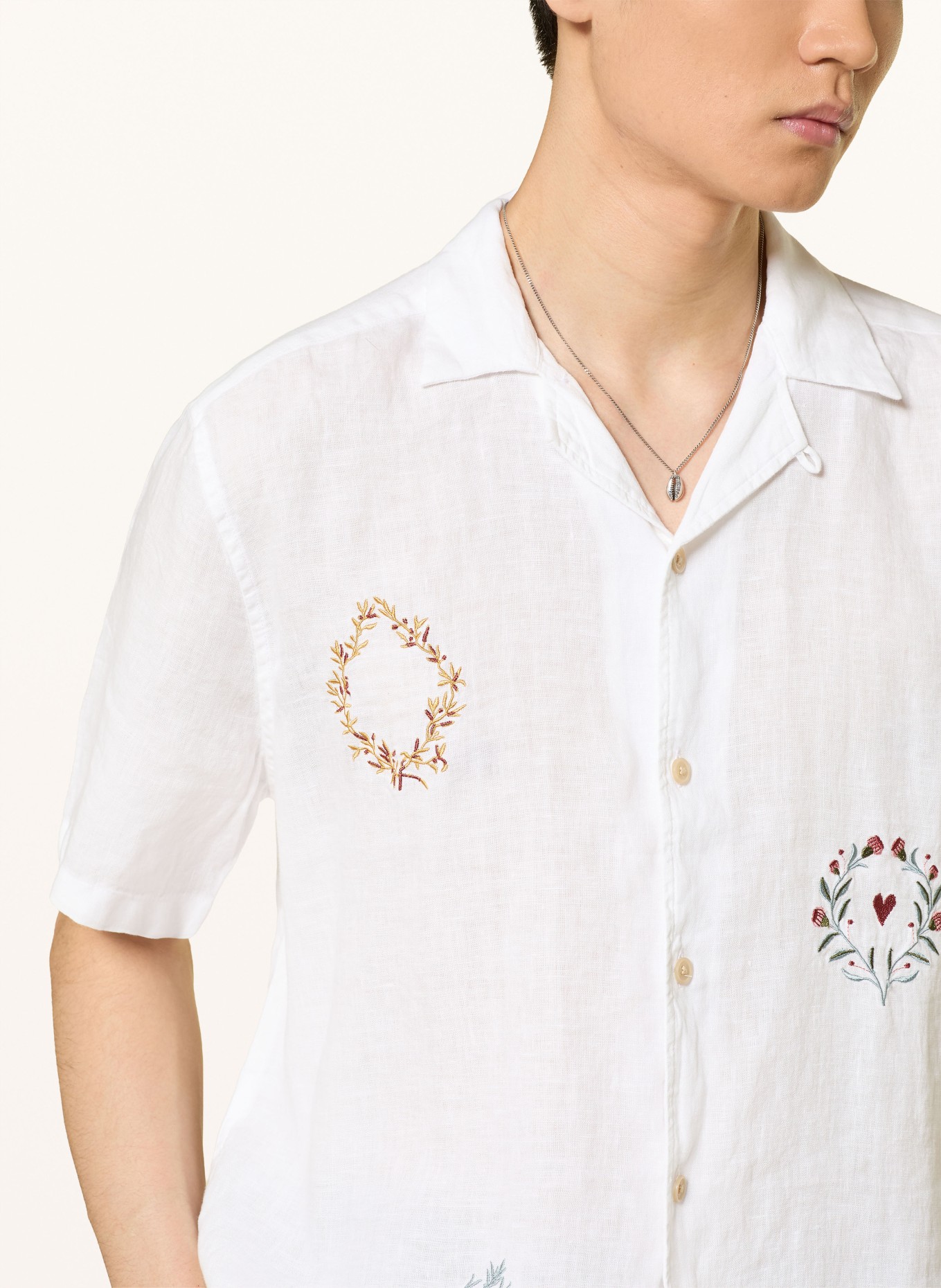 ALLSAINTS Chemise resort DECK coupe carrée en lin: BLANC