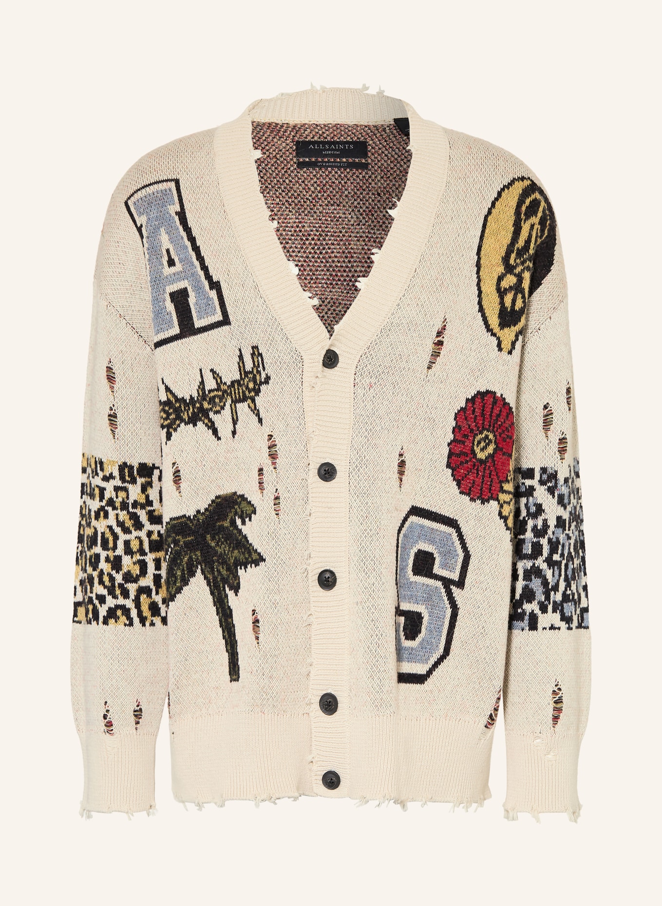 ALLSAINTS FOXX cardigan: BEIGE / BLACK