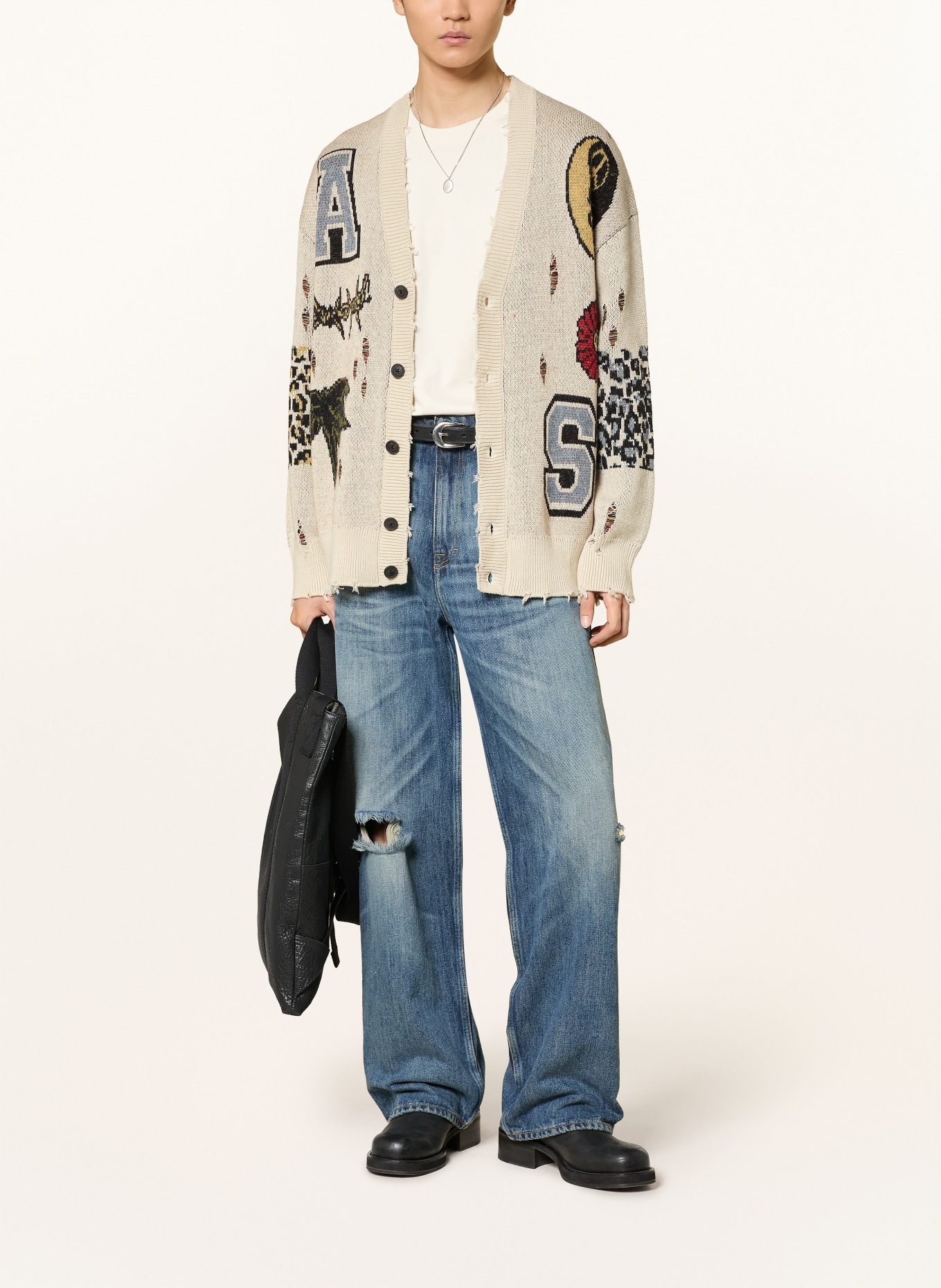 ALLSAINTS FOXX cardigan: BEIGE / BLACK