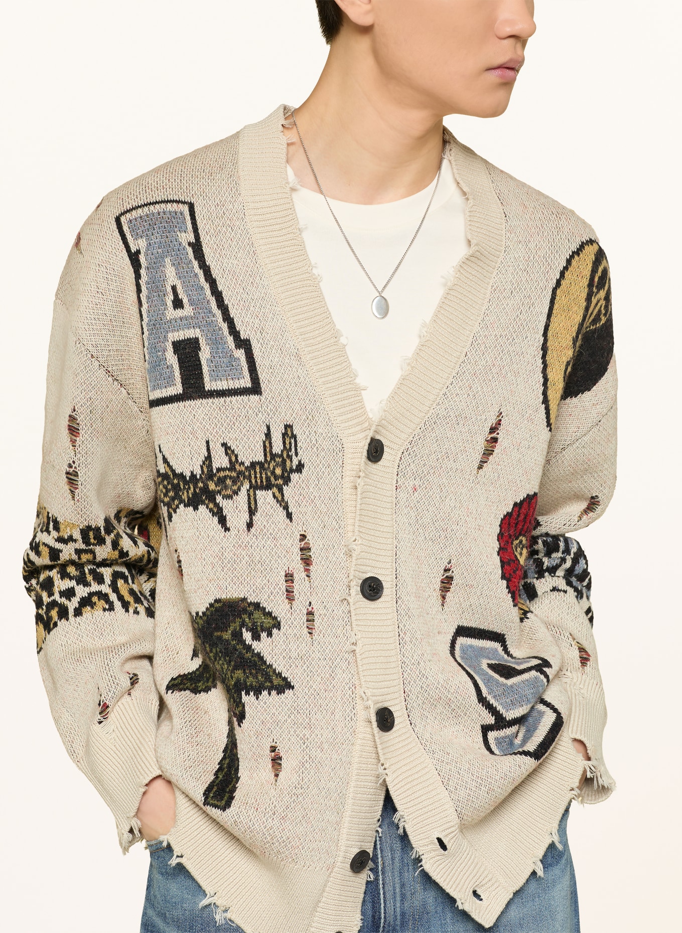 ALLSAINTS FOXX cardigan: BEIGE / BLACK