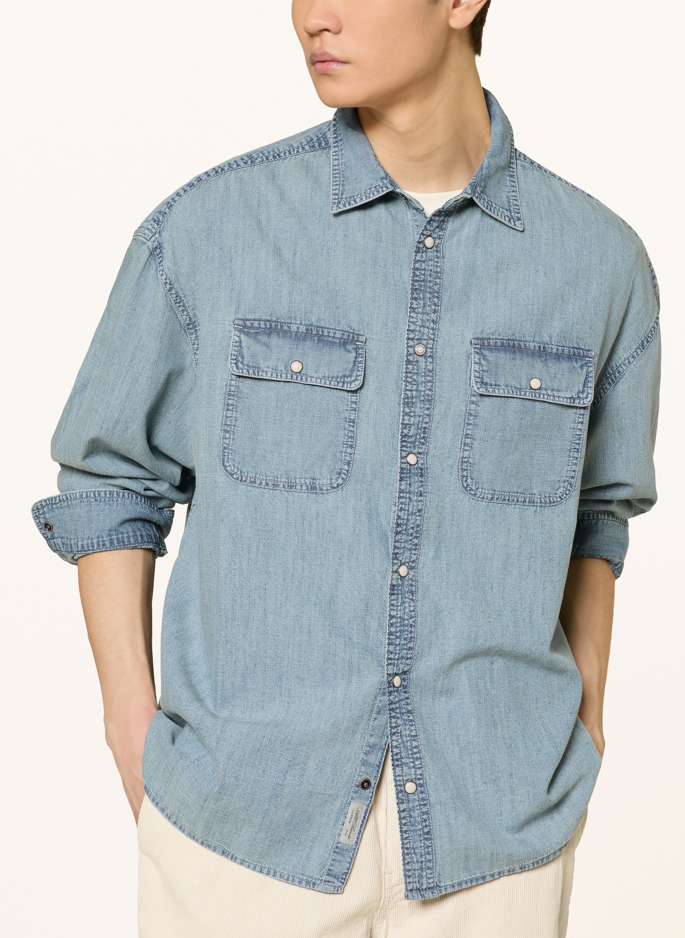 ALLSAINTS GRIBBS Comfort Fit denim shirt: LIGHT BLUE