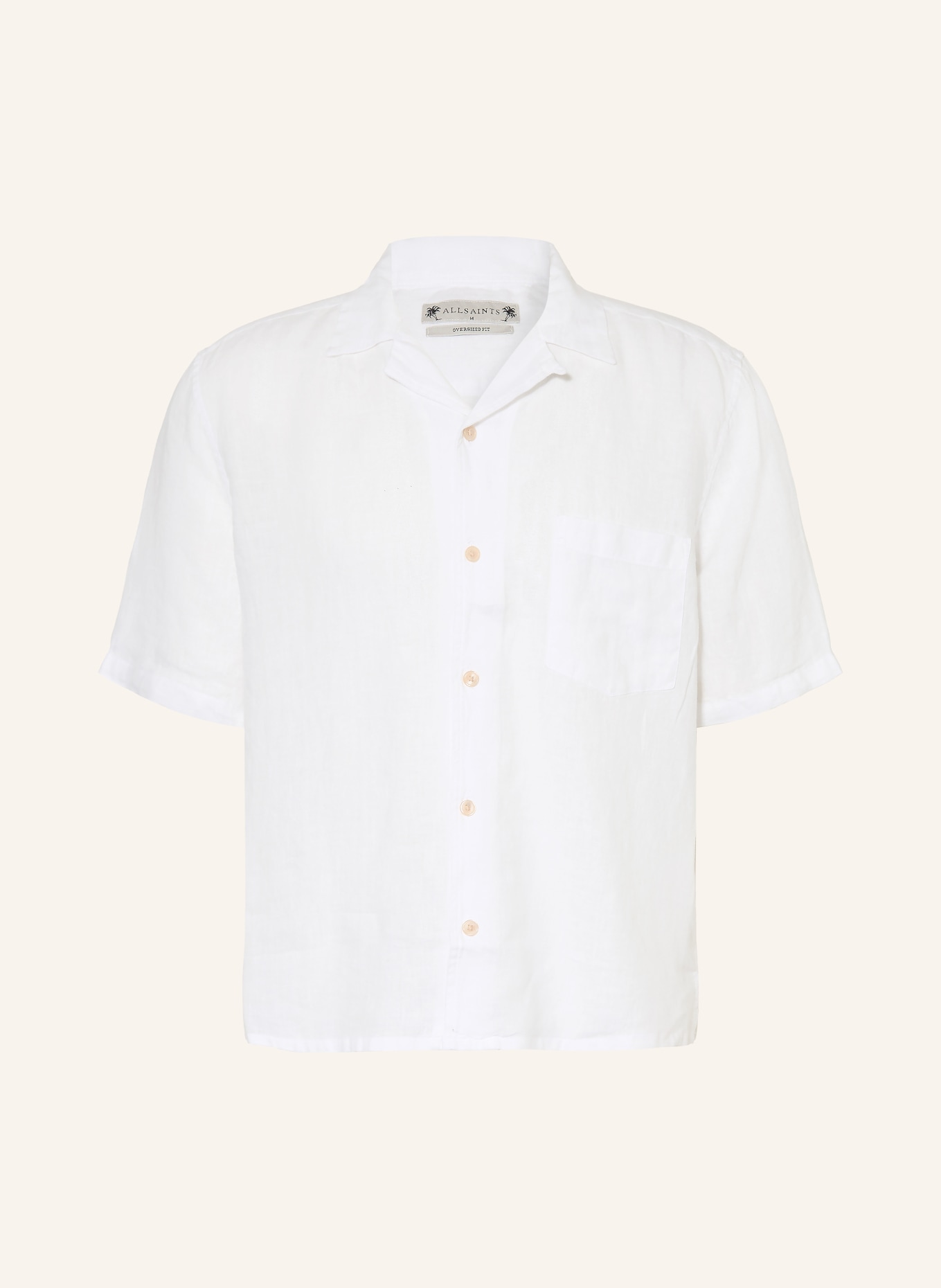 ALLSAINTS Chemise oversize TRI en lin: BLANC / ROUGE CLAIR / GROEN