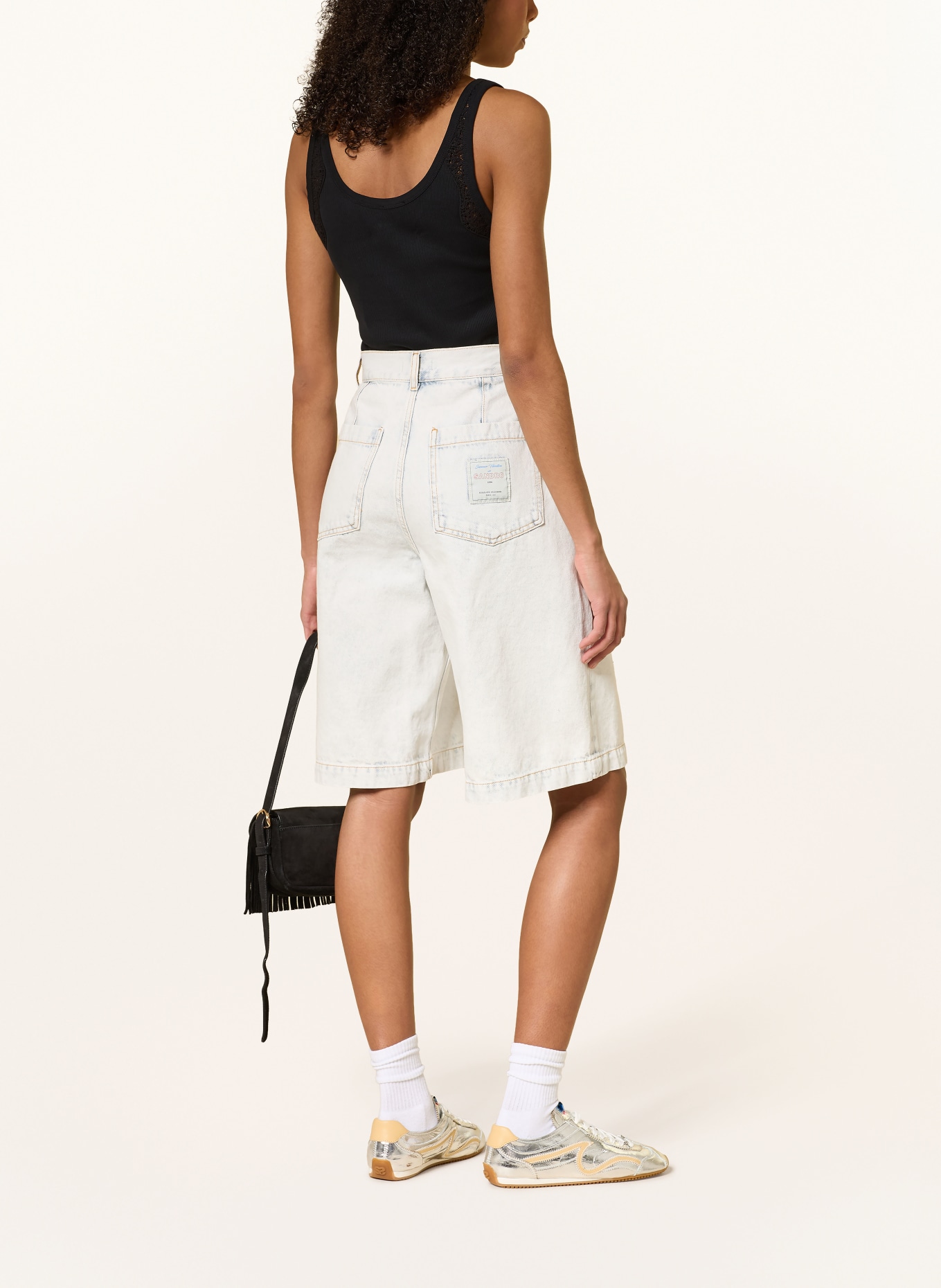 SANDRO Top z koronką: CZARNY