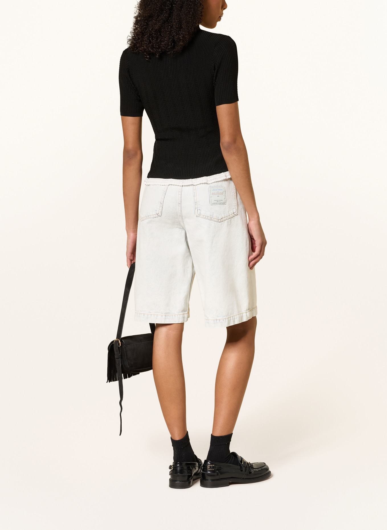 SANDRO Strick-Poloshirt: SCHWARZ