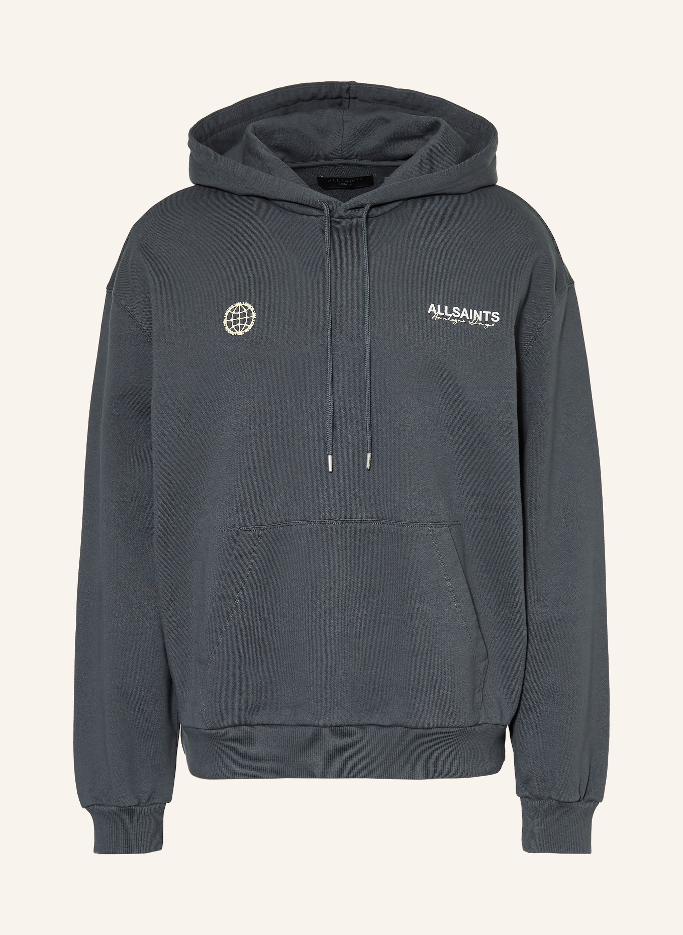 ALLSAINTS Hoodie EMBLEM: DARK GRAY / LIGHT YELLOW / WHITE