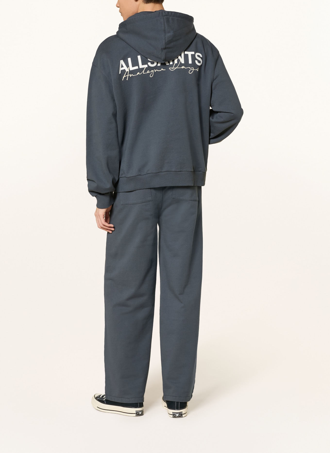 ALLSAINTS Hoodie EMBLEM: DARK GRAY / LIGHT YELLOW / WHITE