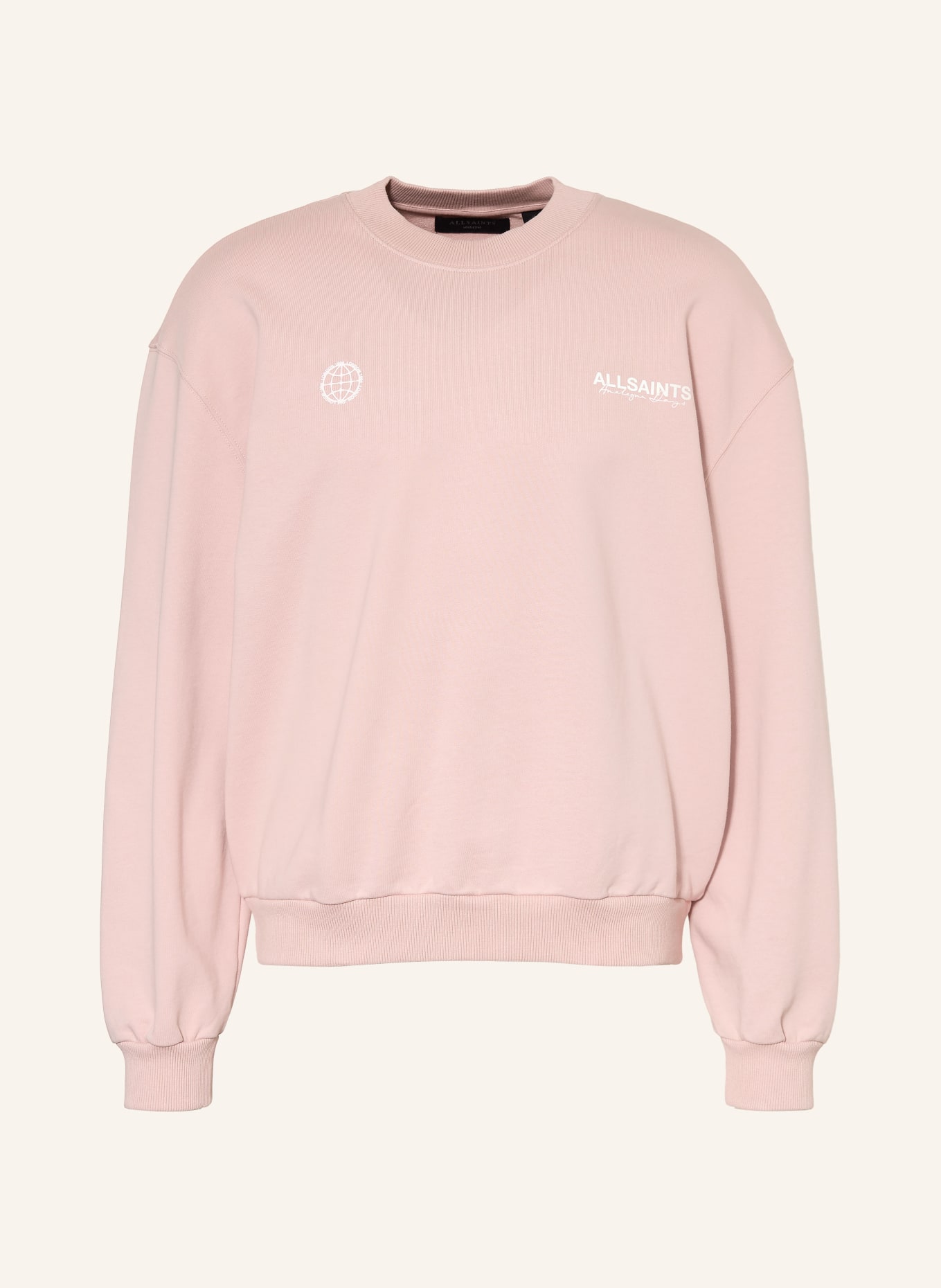 ALLSAINTS Sweat-shirt EMBLEM: ROSÉ / BLANC
