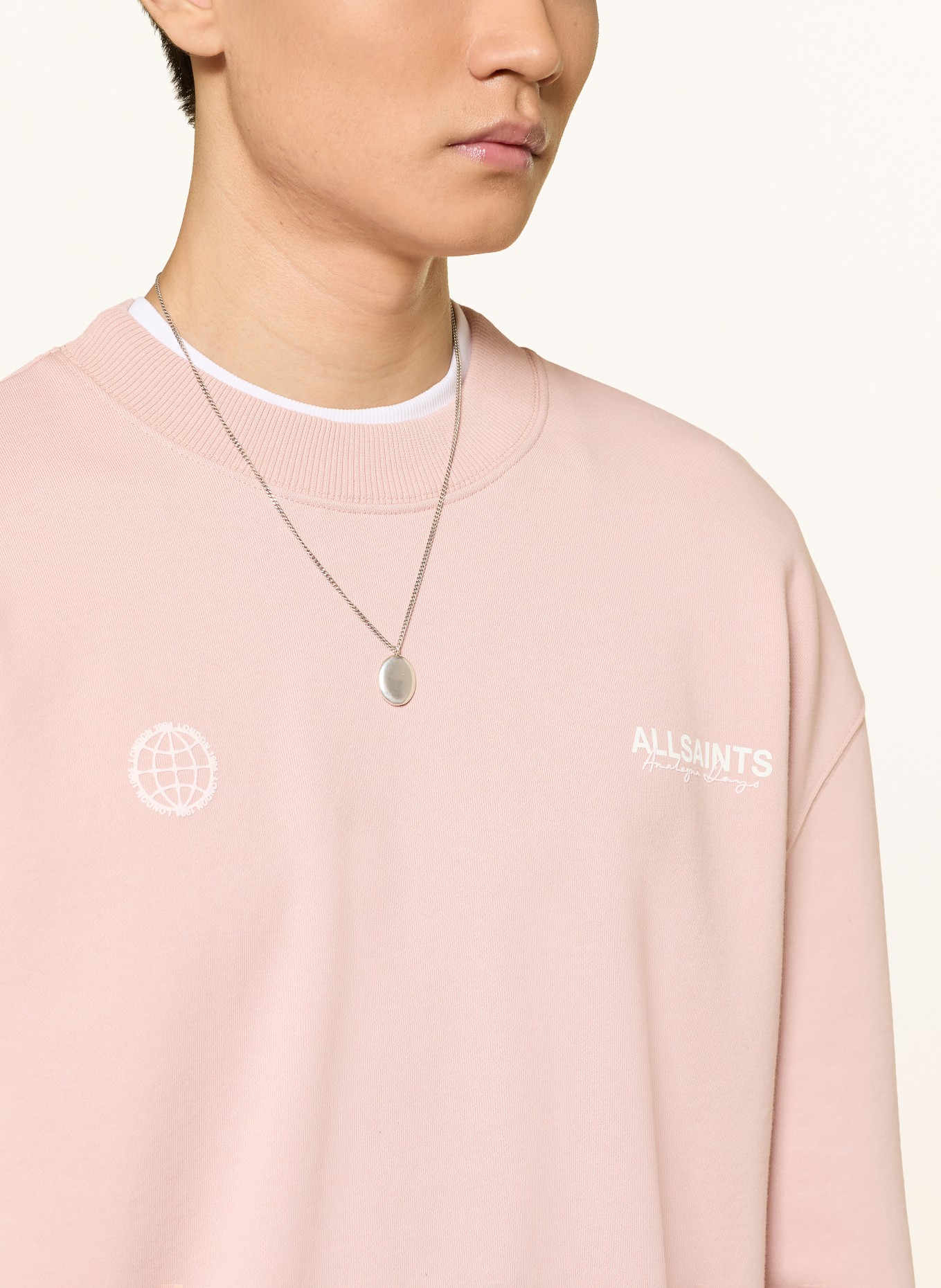 ALLSAINTS Sweat-shirt EMBLEM: ROSÉ / BLANC