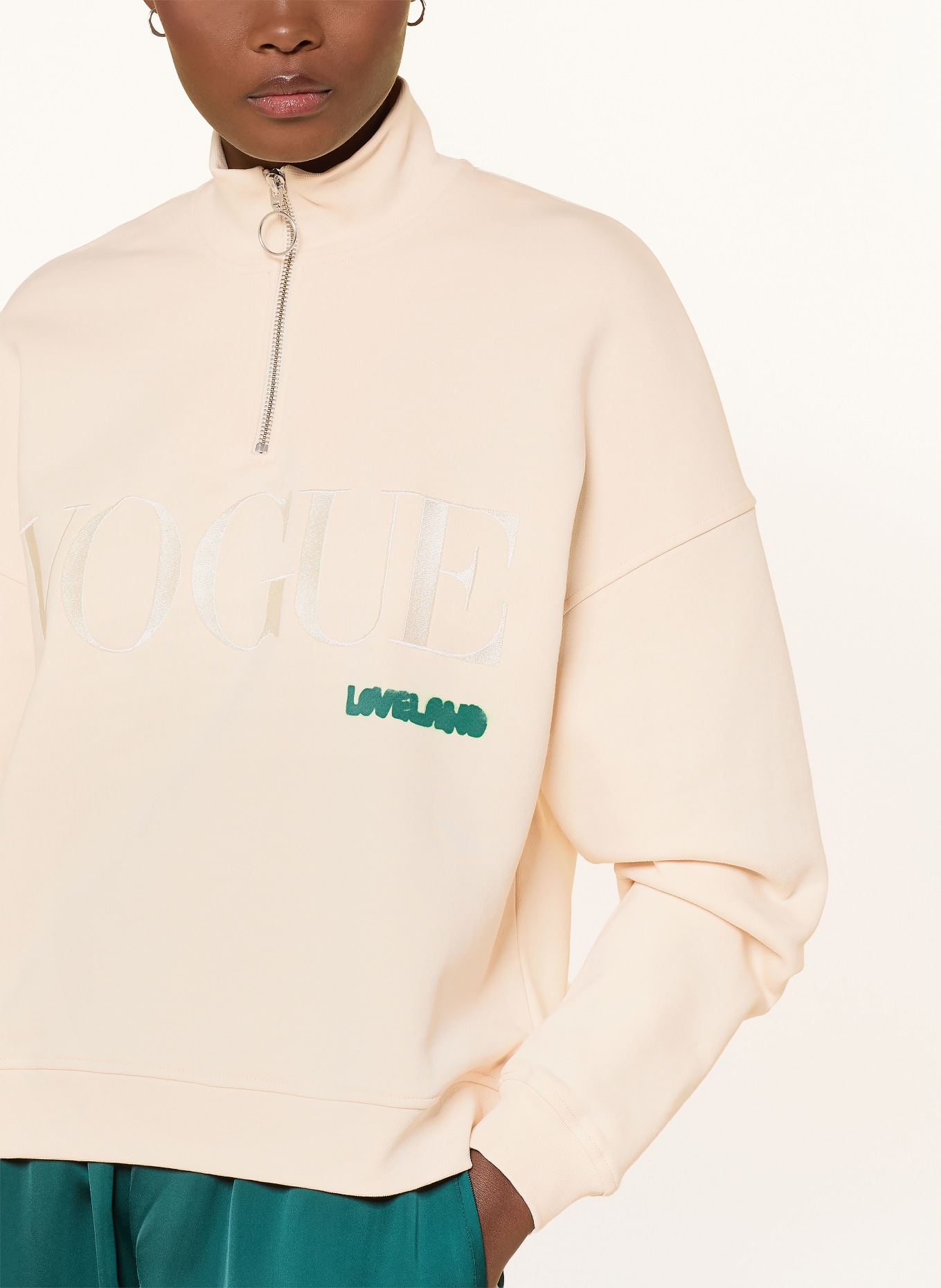 VOGUE COLLECTION Sweat-Troyer: CREME / GRÜN