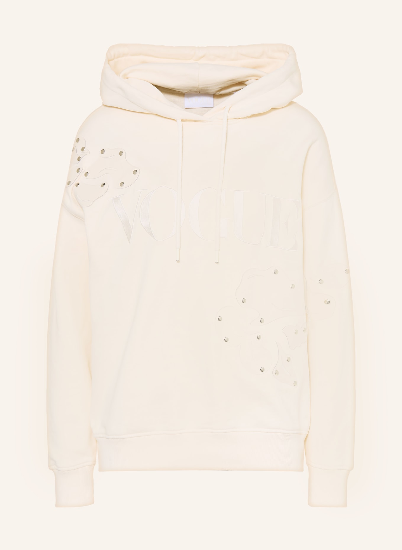 VOGUE COLLECTION Hoodie met studs: CRÈME / ZILVER / WIT
