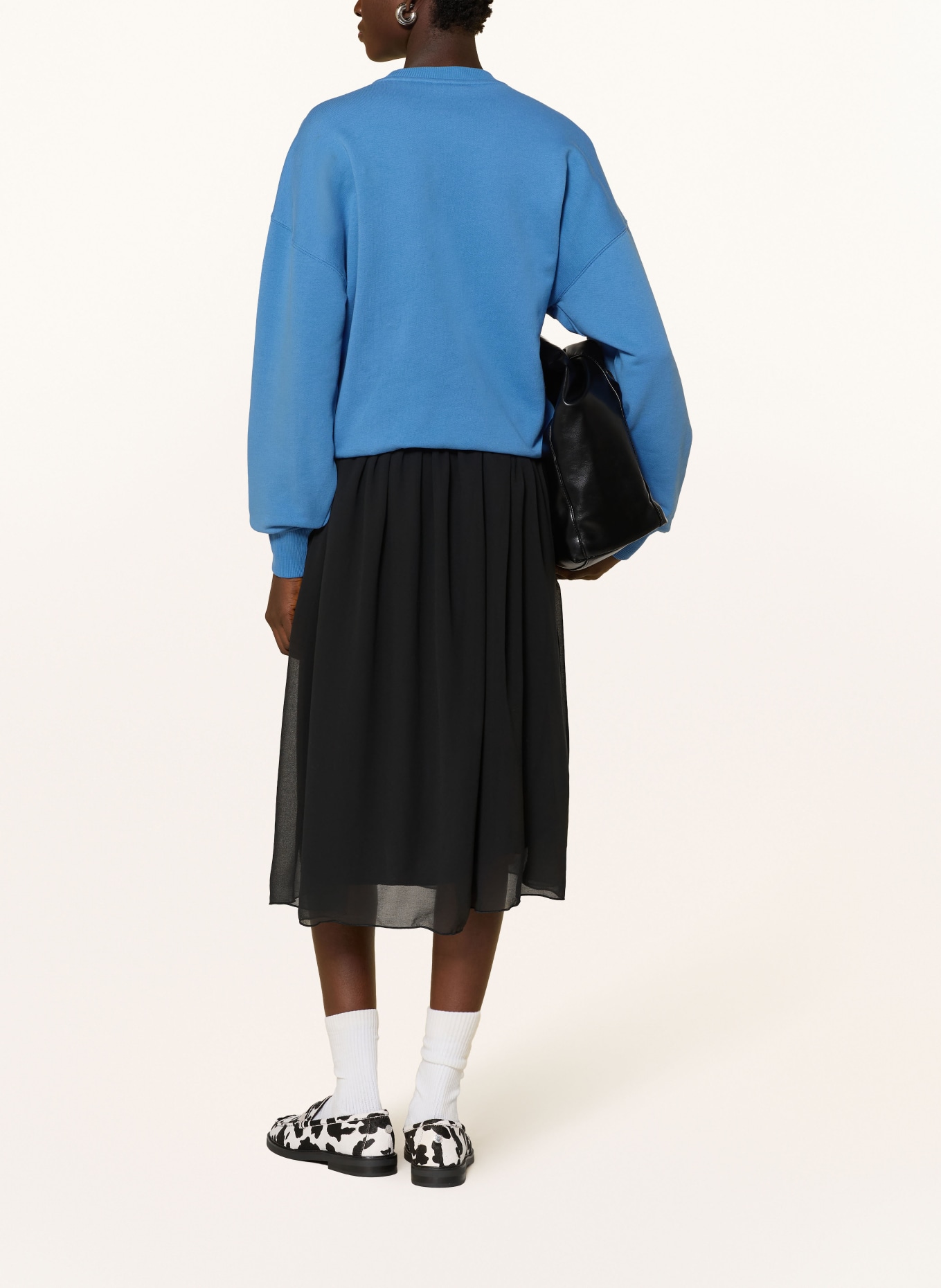 VOGUE COLLECTION Jurk in verschillende materialen: BLAUW / ZWART