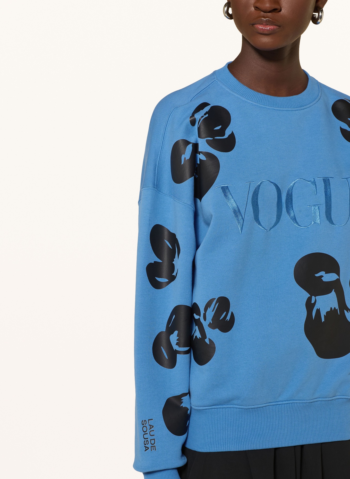 VOGUE COLLECTION Jurk in verschillende materialen: BLAUW / ZWART