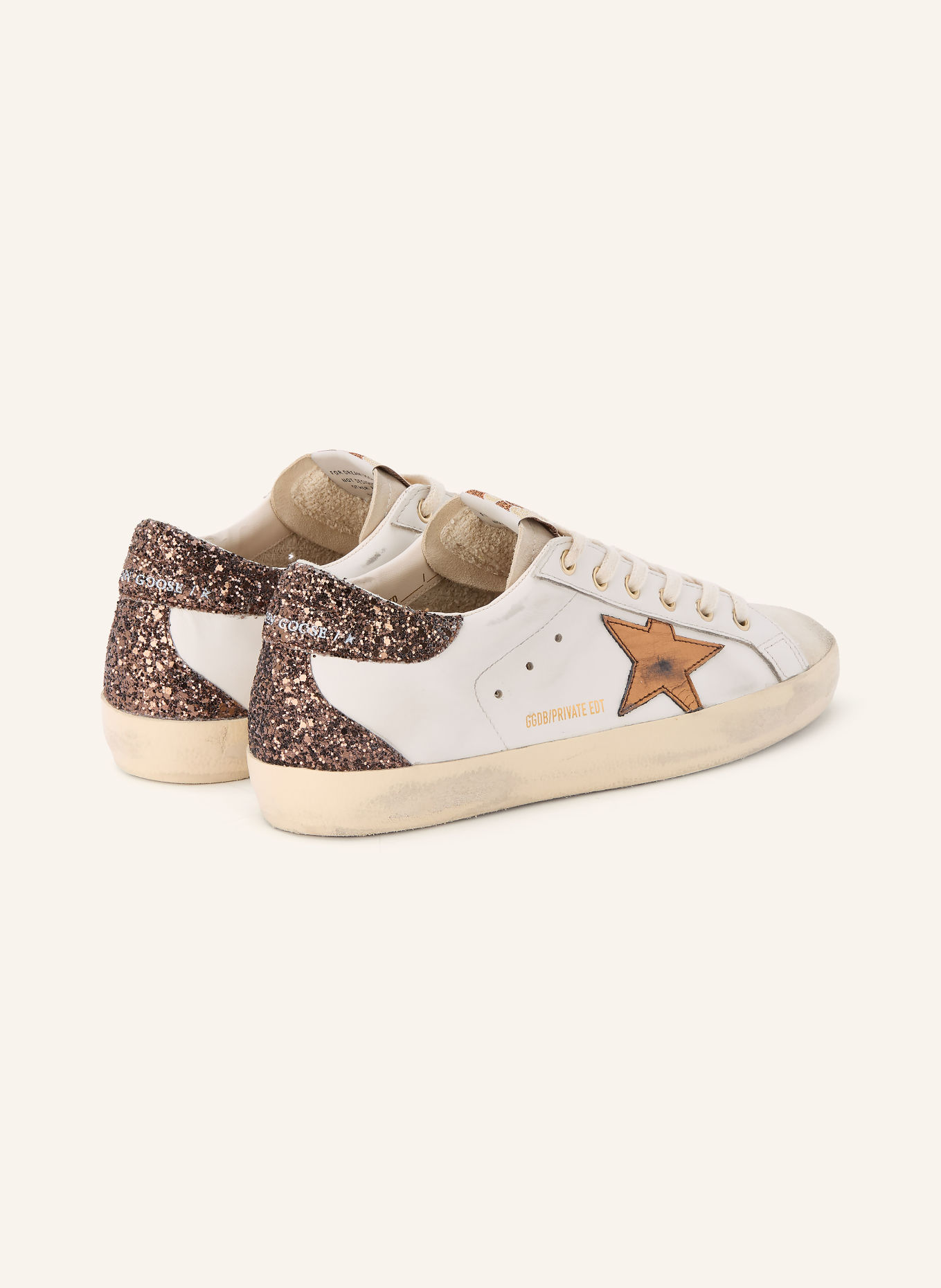 GOLDEN GOOSE Sneaker SUPER-STAR: WEISS / DUNKELBRAUN / ECRU