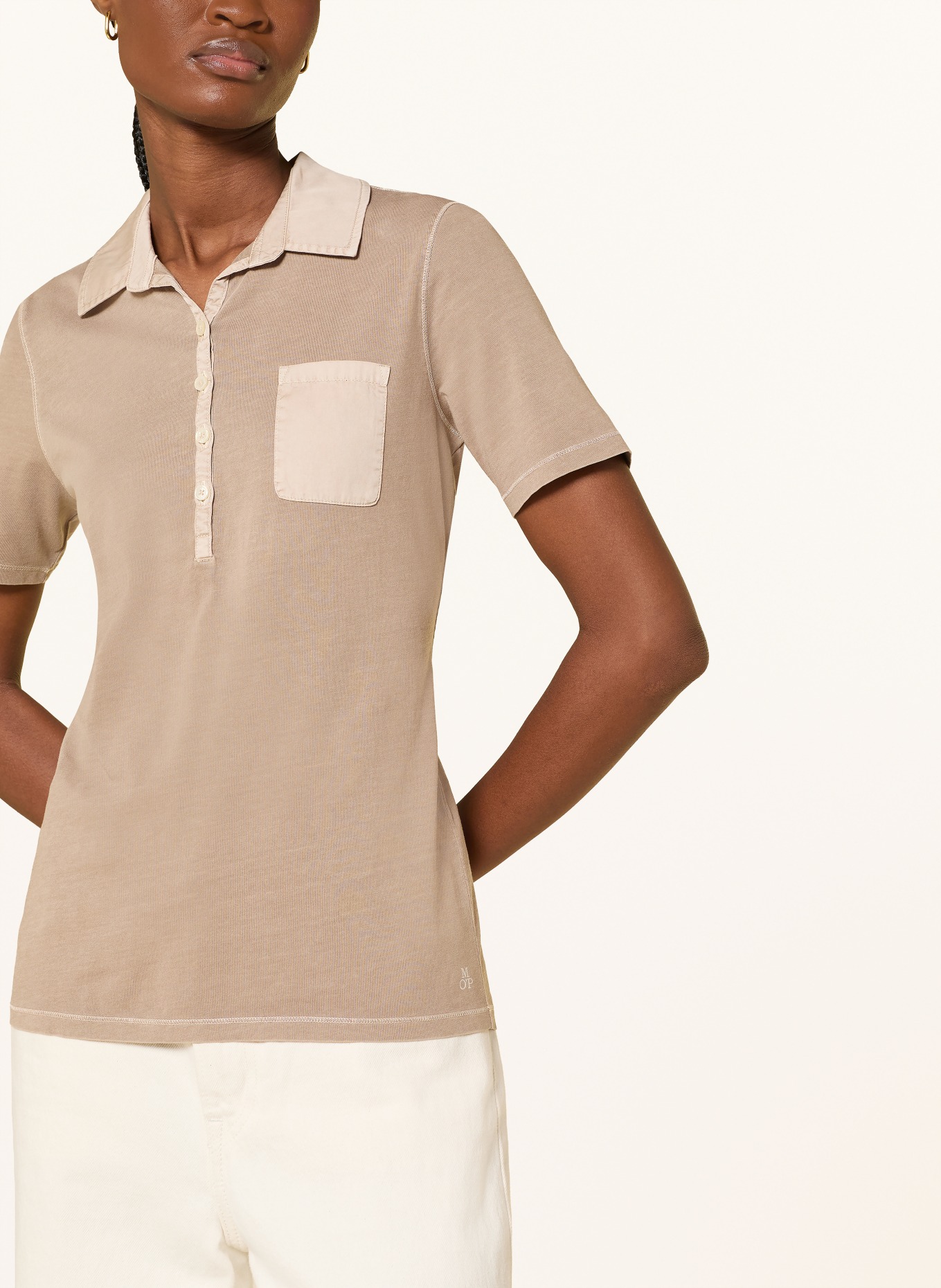 Marc O'Polo Polo en jersey: BEIGE / CRÈME