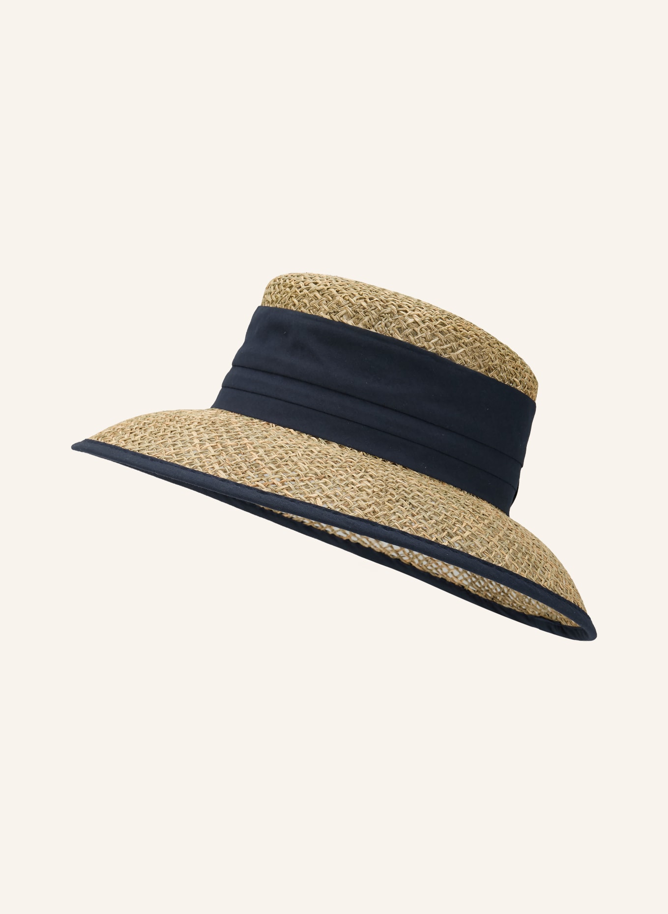 SEEBERGER Kapelusz słomkowy: BEŻOWY / GRANATOWY