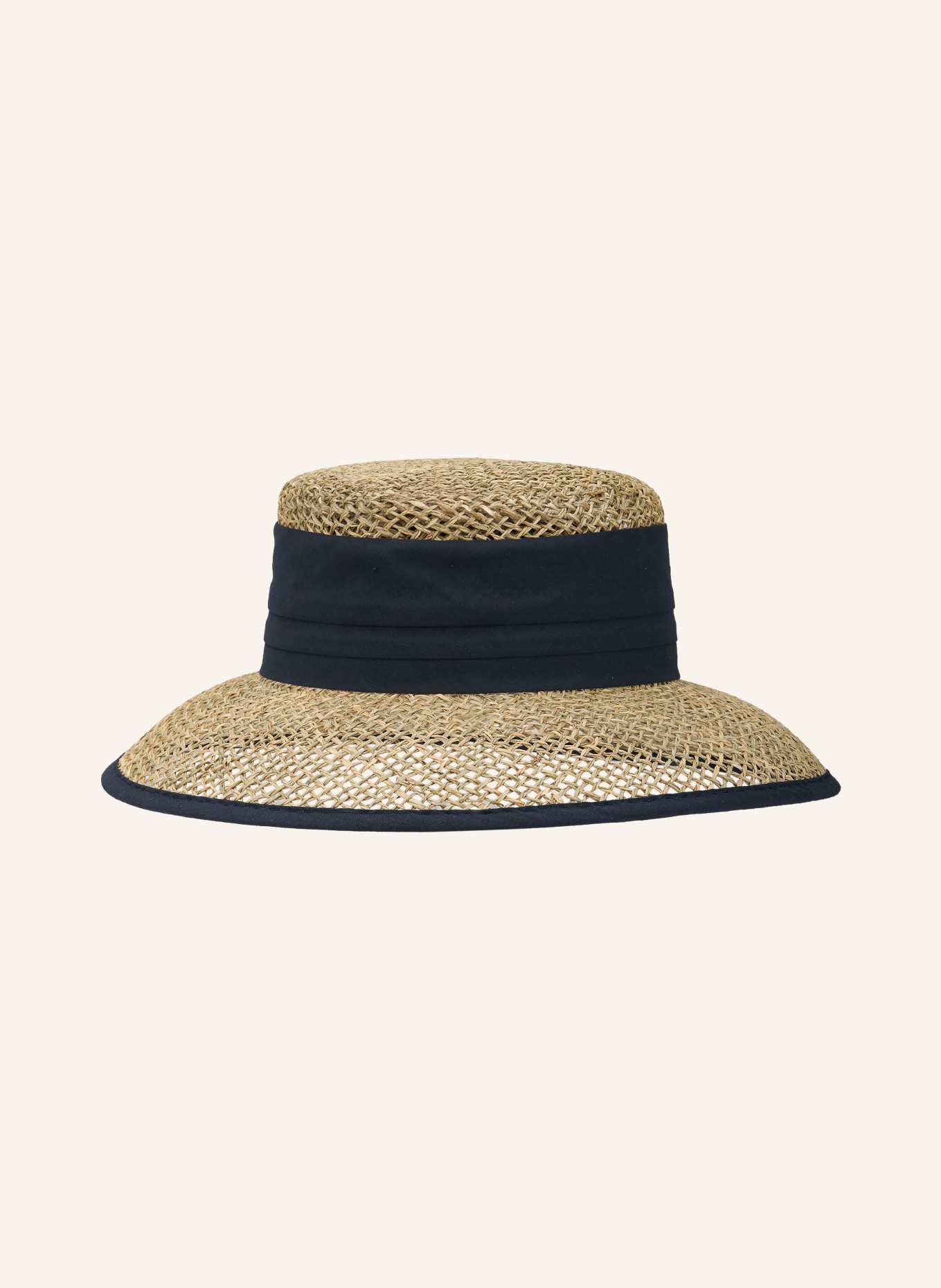 SEEBERGER Kapelusz słomkowy: BEŻOWY / GRANATOWY