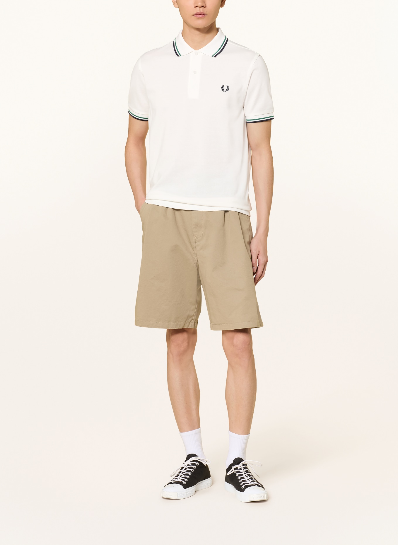 FRED PERRY Piqué polokošile: BÍLÁ / PETROLEJOVÁ / TMAVĚ MODRÁ