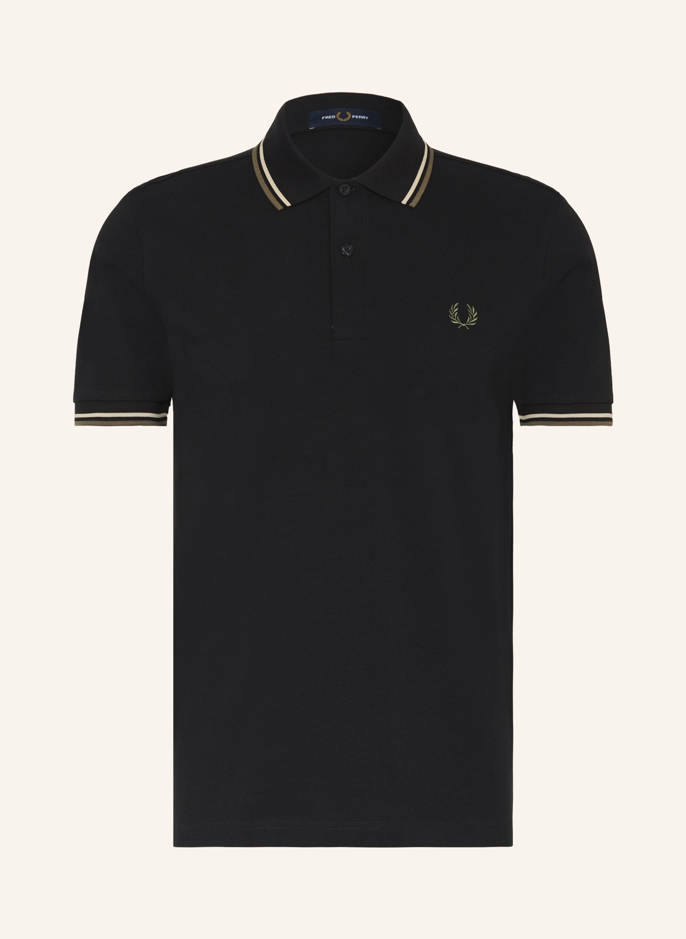 FRED PERRY Piqué polokošile: ČERNÁ / OLIVOVÁ / BÍLÁ