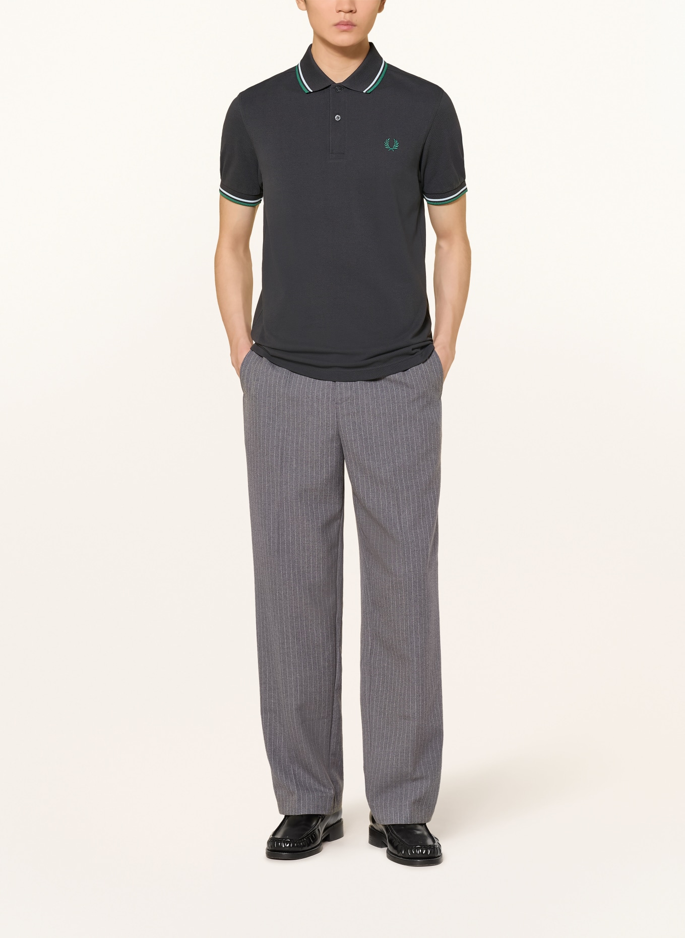 FRED PERRY Polo piqué: GRIS FONCÉ / VERT / BLEU CLAIR