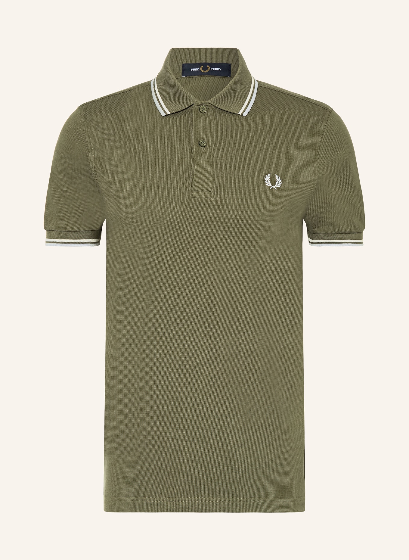 FRED PERRY Piqué polokošile: OLIVOVÁ / BÍLÁ