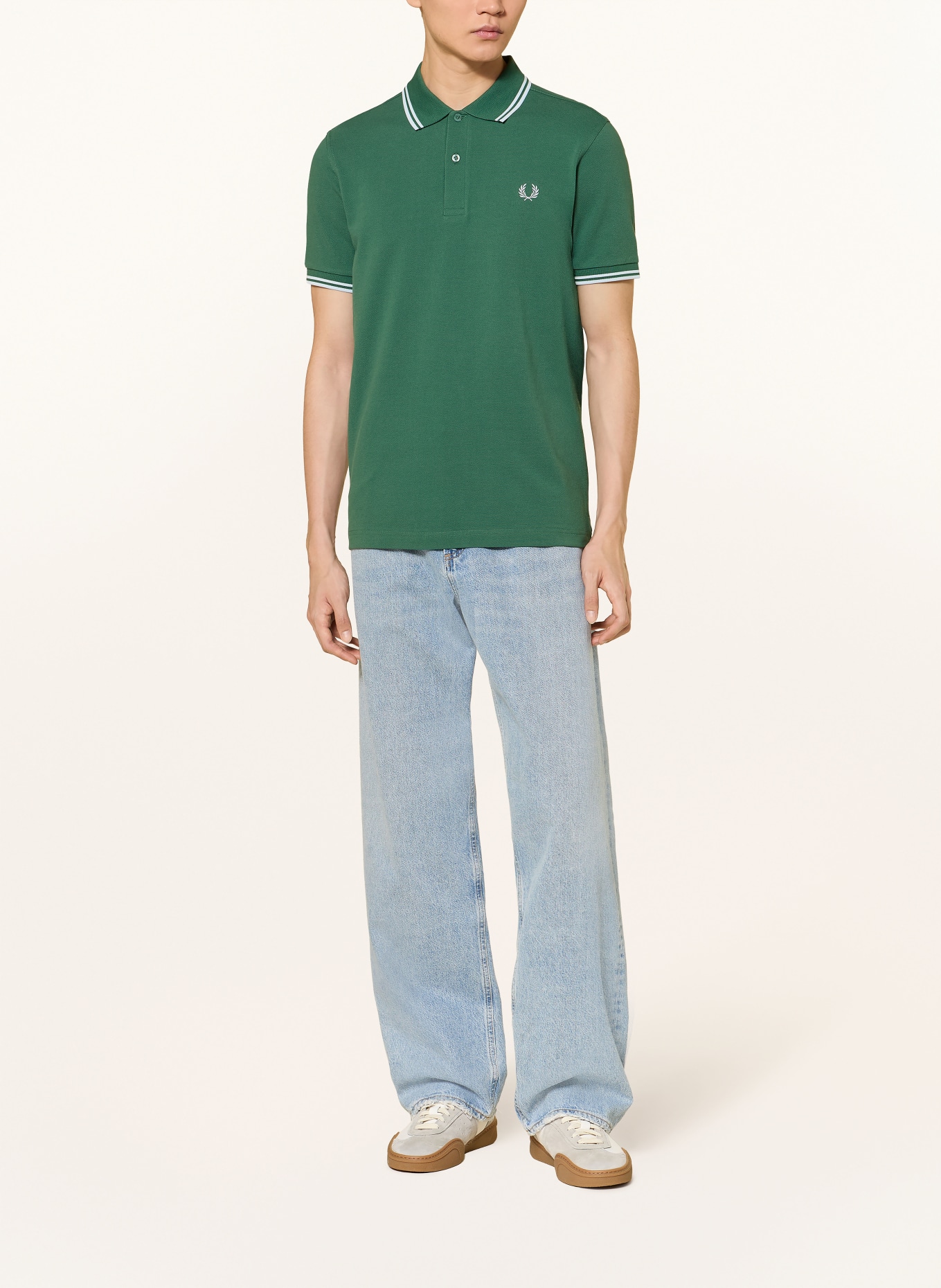 FRED PERRY Polo piqué: VERT / BLEU CLAIR