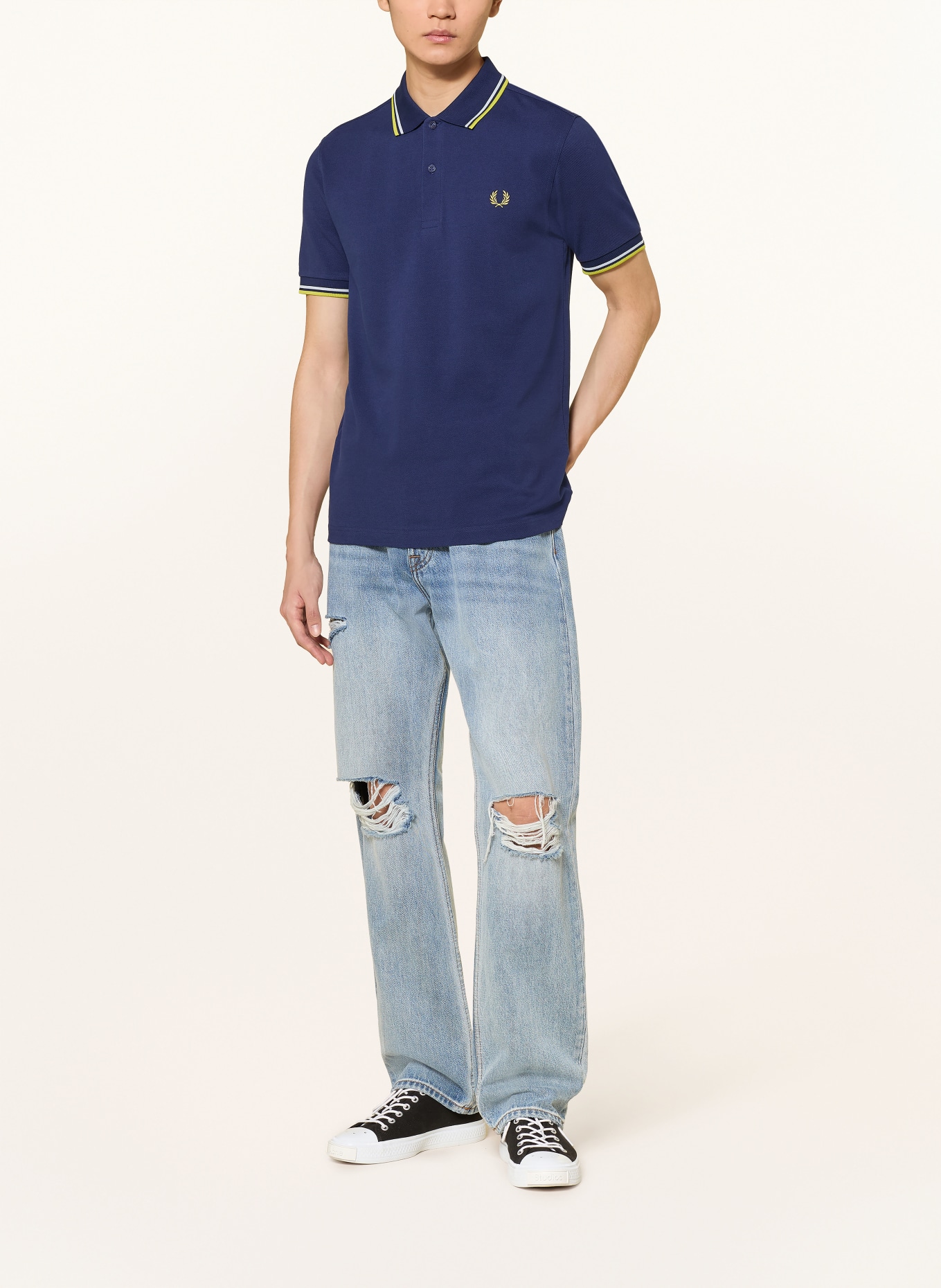 FRED PERRY Polo piqué: BLEU FONCÉ / BLEU GRIS / VERT