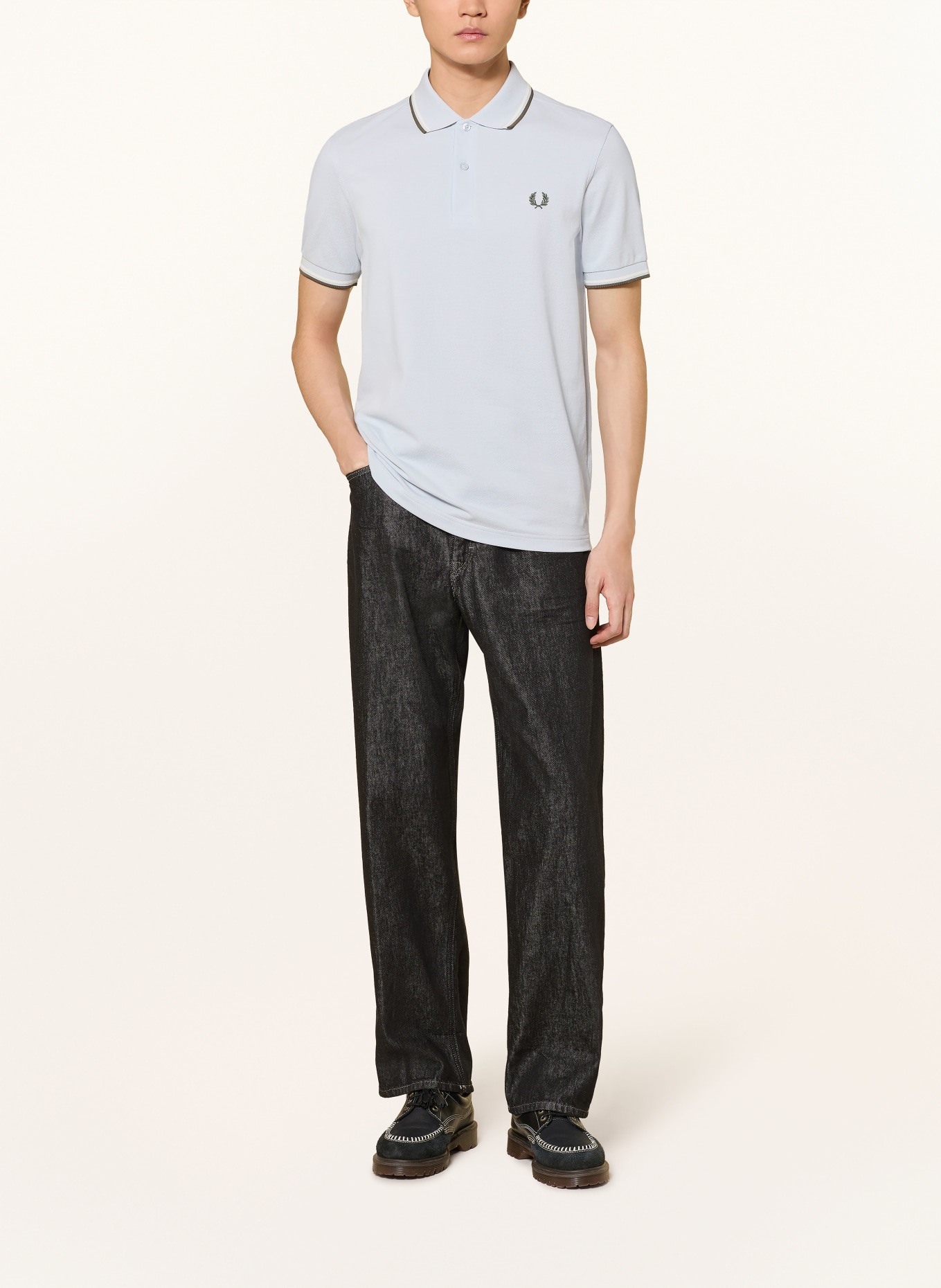 FRED PERRY Polo piqué: BLEU GRIS / ÉCRU / GRIS FONCÉ