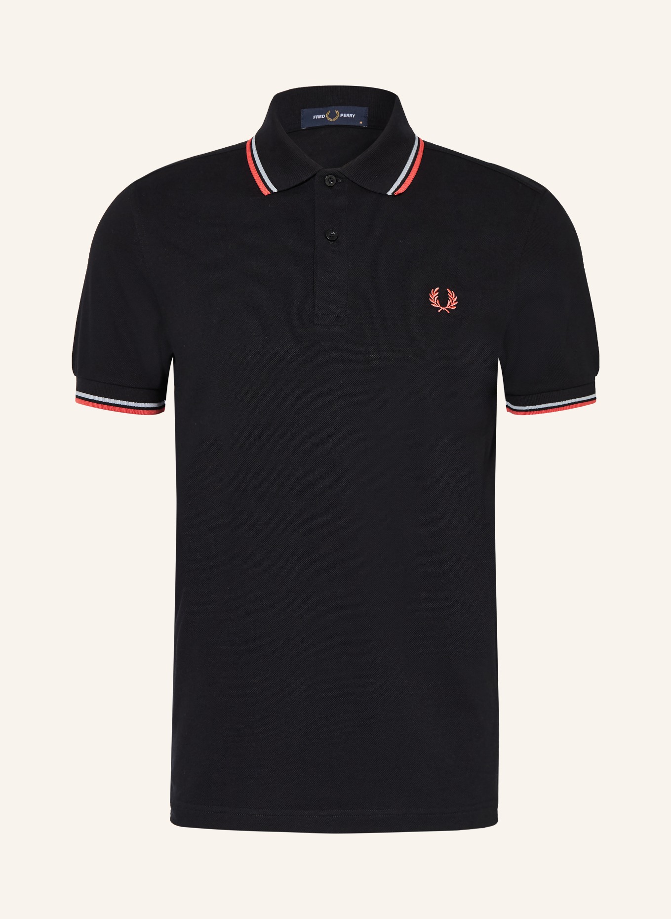 FRED PERRY Polo piqué: NOIR / ROUGE CLAIR / BLANC