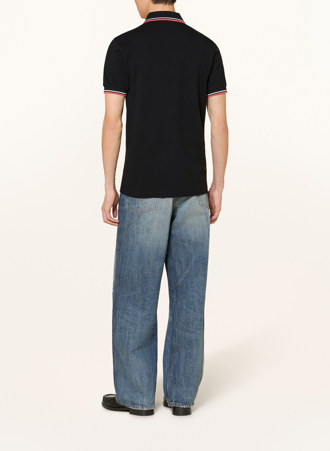 FRED PERRY Polo piqué: NOIR / ROUGE CLAIR / BLANC