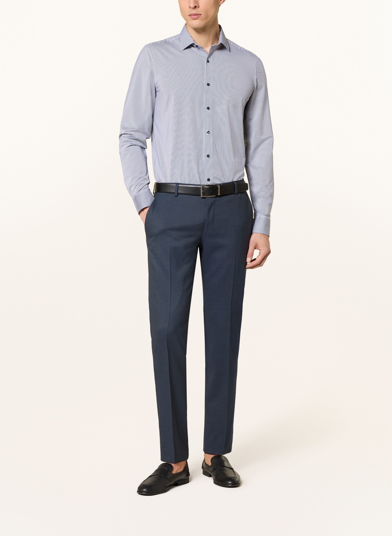 OLYMP Hemd Level Five body fit: WEISS / DUNKELBLAU