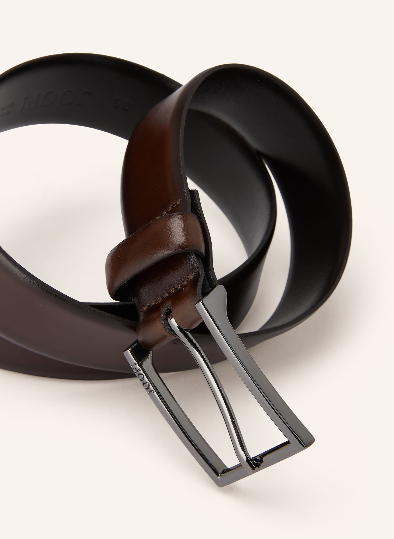 JOOP! Ledergürtel: DUNKELBRAUN / PLATIN