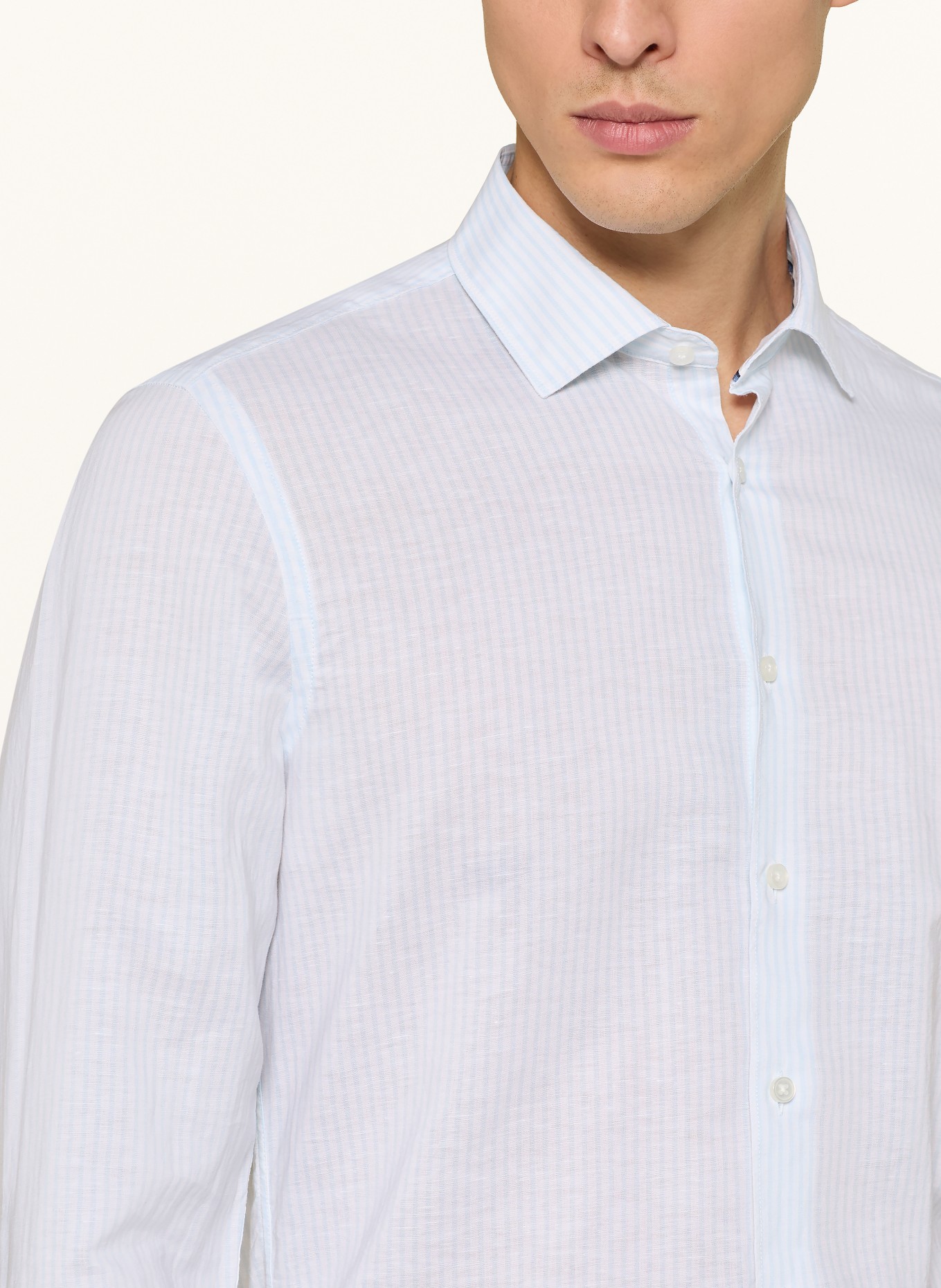 OLYMP Hemd Level Five body fit: WEISS / HELLBLAU