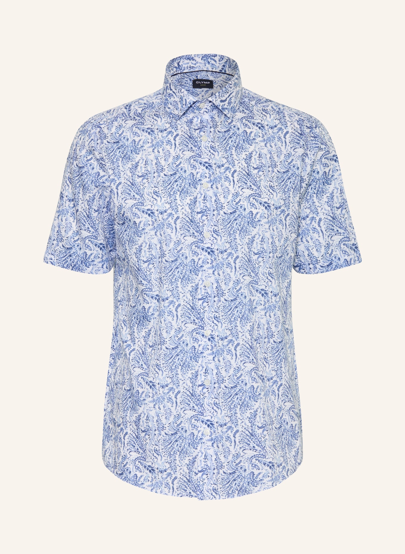 OLYMP Chemise à manches courtes Luxor coupe moderne: BLEU CLAIR / BLANC