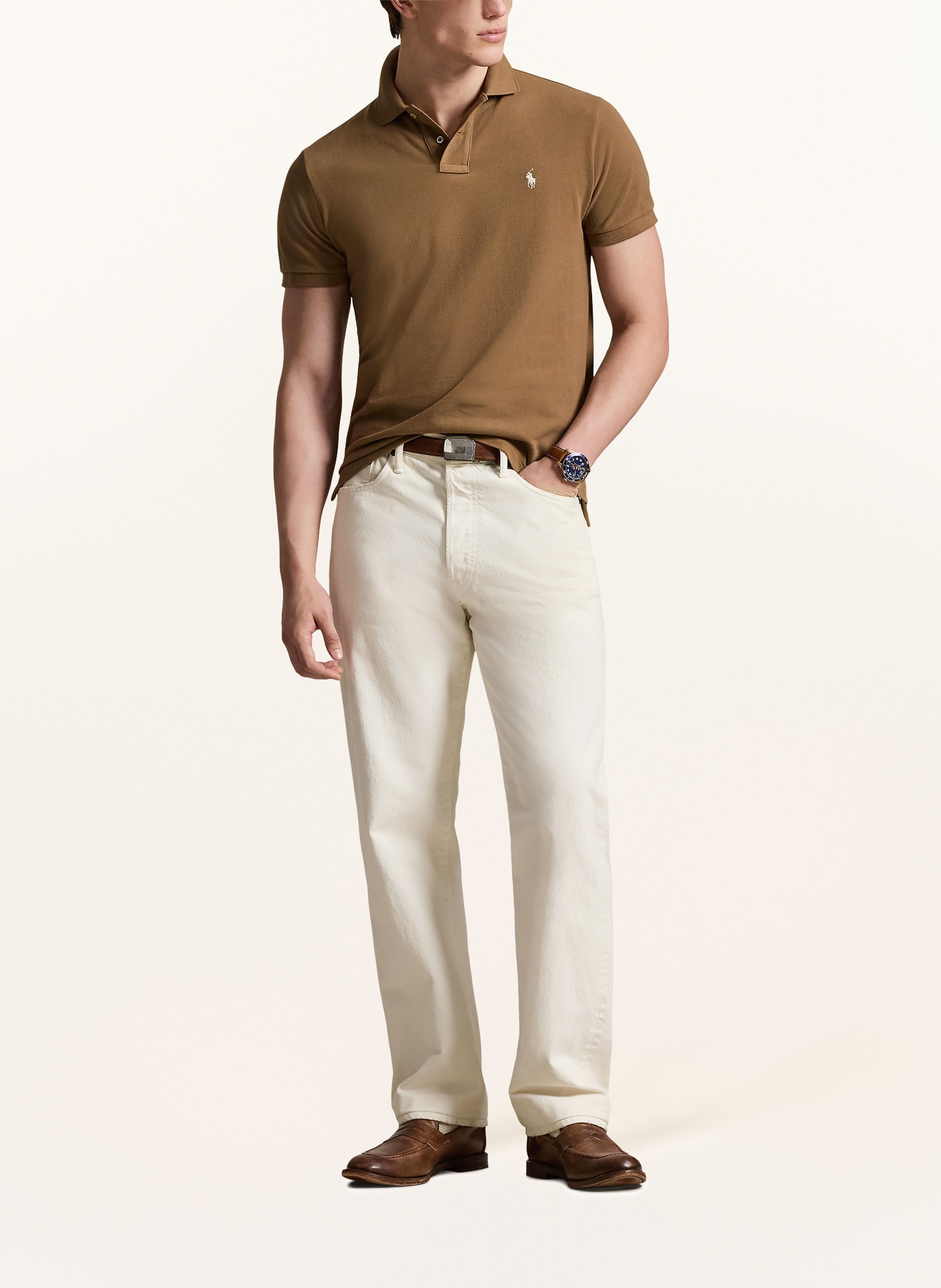 POLO RALPH LAUREN Piqué-Poloshirt Custom Slim Fit: BRAUN