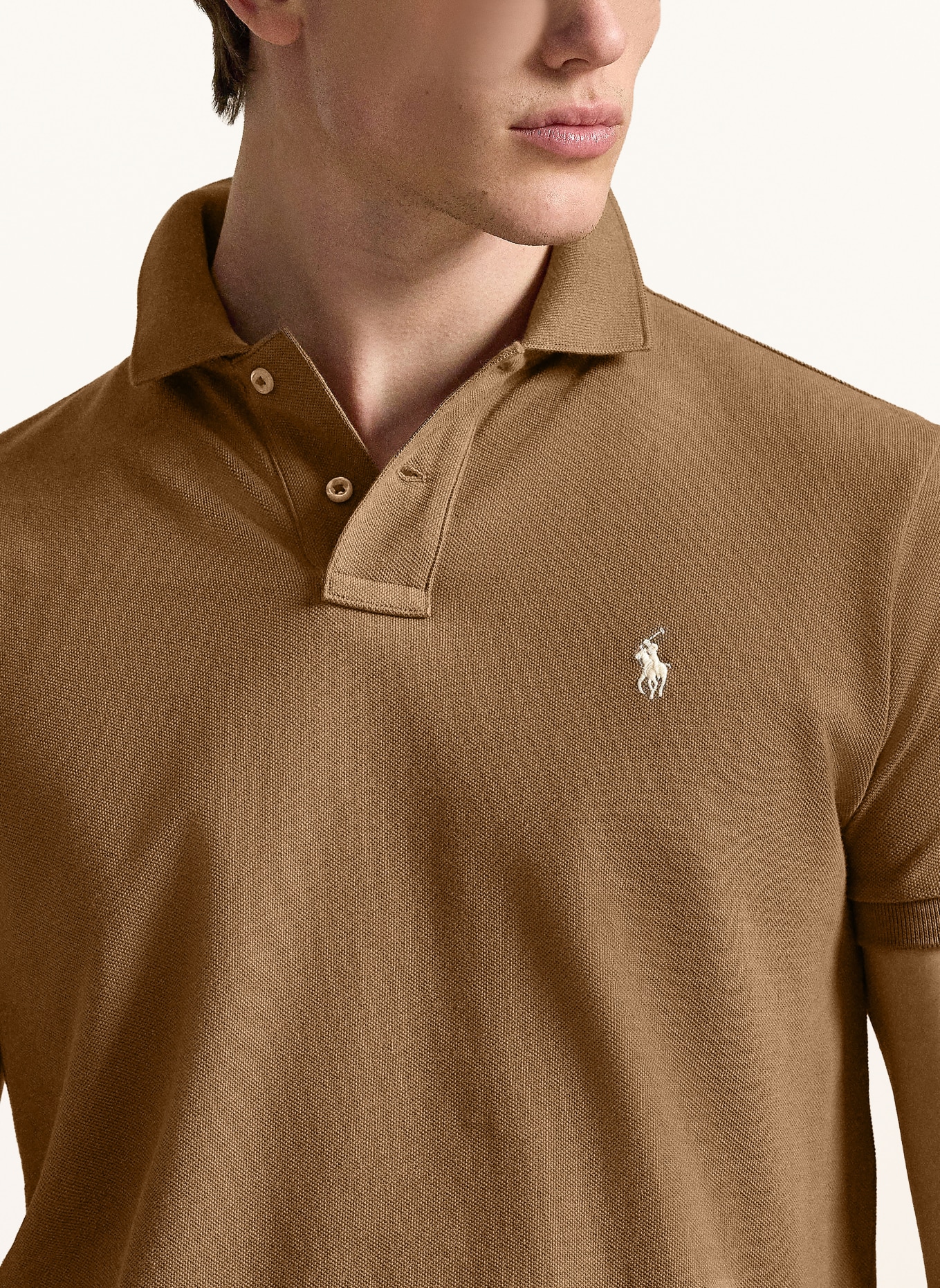 POLO RALPH LAUREN Piqué-Poloshirt Custom Slim Fit: BRAUN