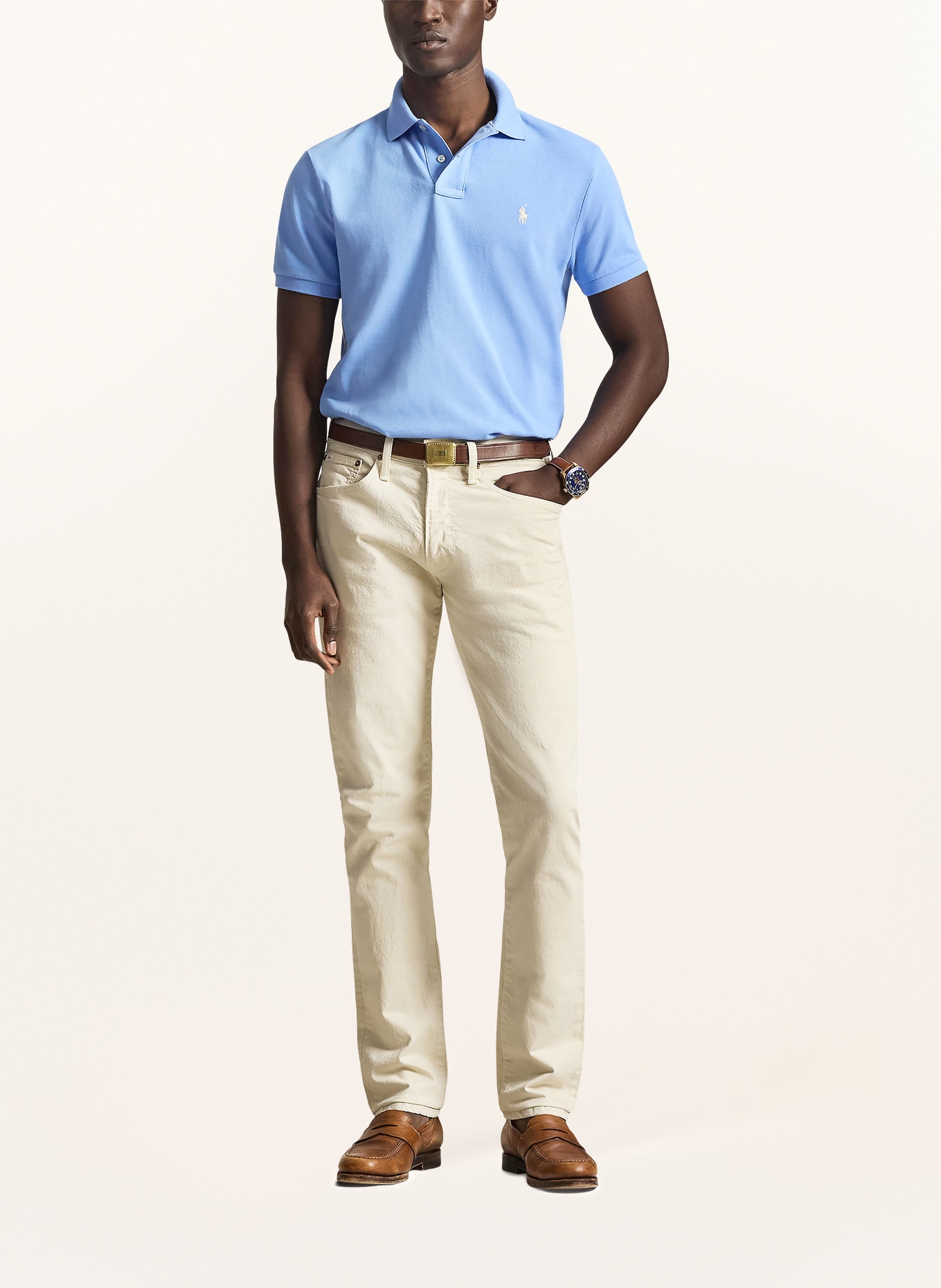 POLO RALPH LAUREN Piqué-Poloshirt Custom Slim Fit: HELLBLAU