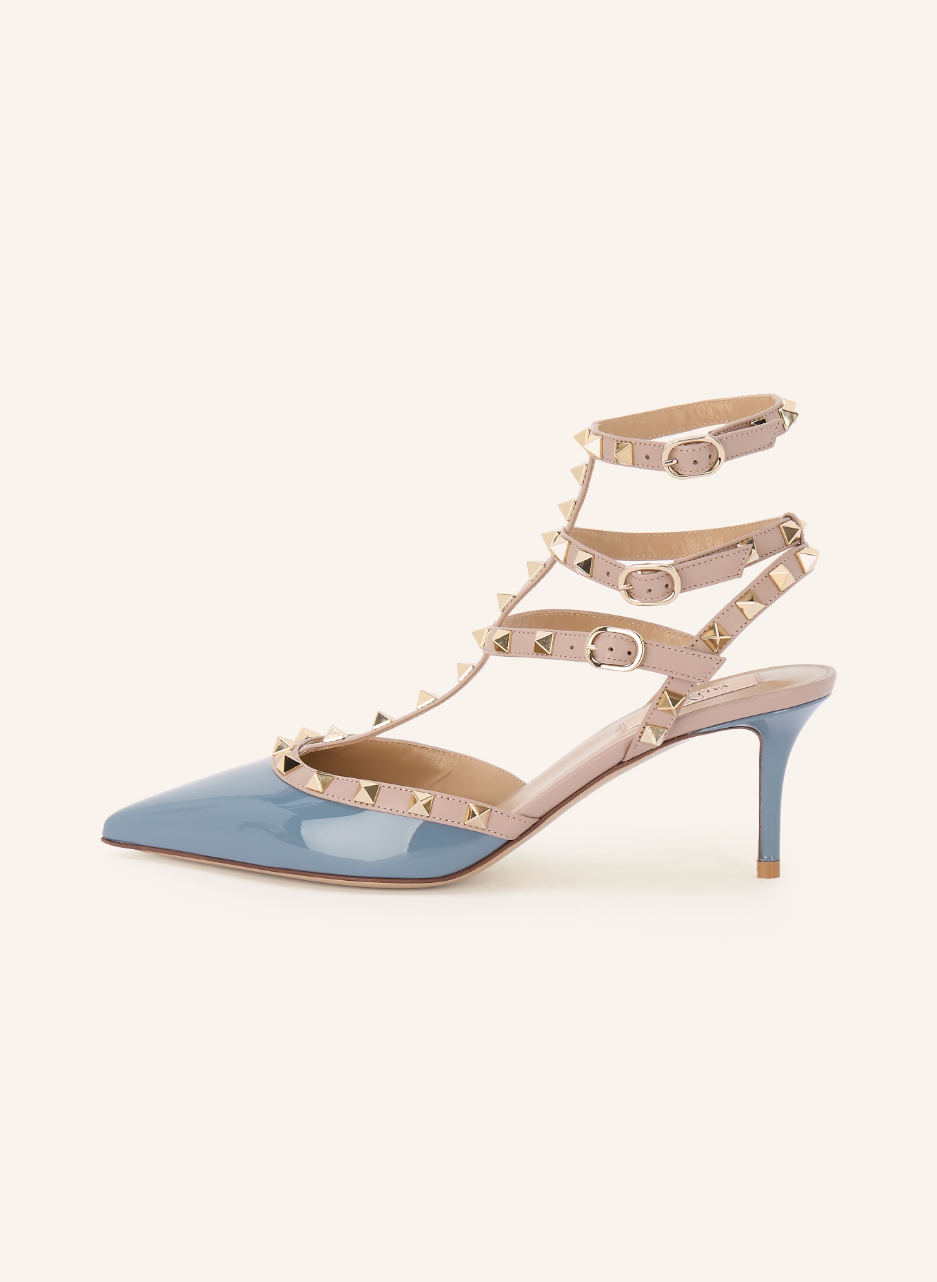 VALENTINO GARAVANI Slingpumps ROCKSTUD mit Nieten: BLAUGRAU / GOLD / ROSÉ