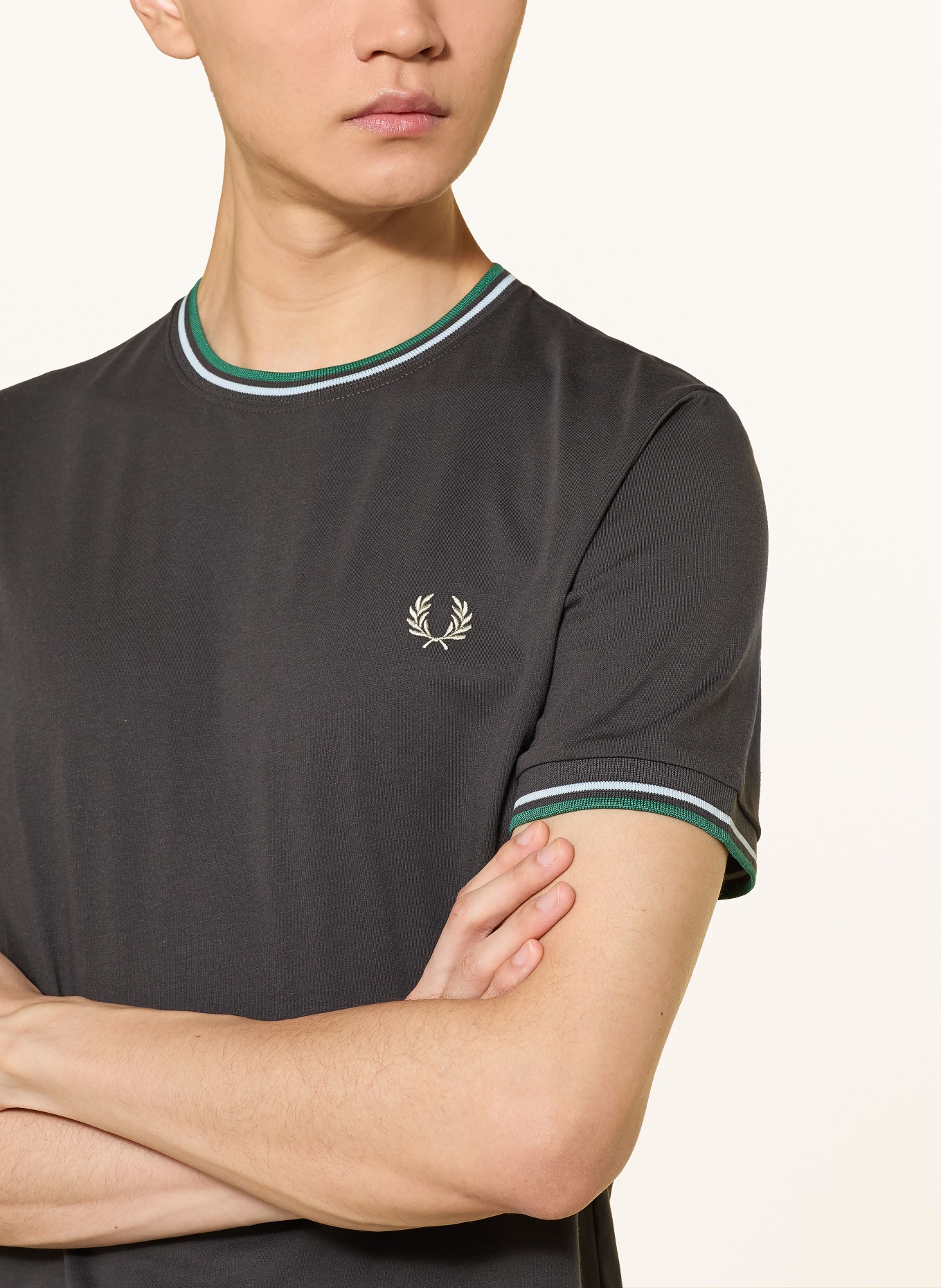 FRED PERRY T-shirt: DARK GRAY / BLUE GRAY / DARK GREEN