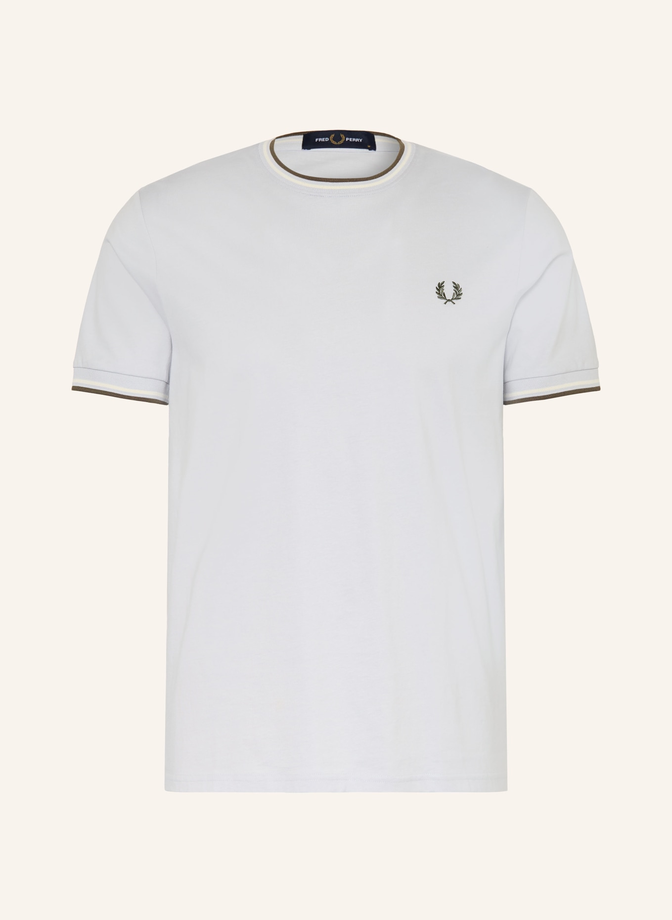 FRED PERRY koszulka: SZARONIEBIESKI / ECRU / CIEMNOZIELONY