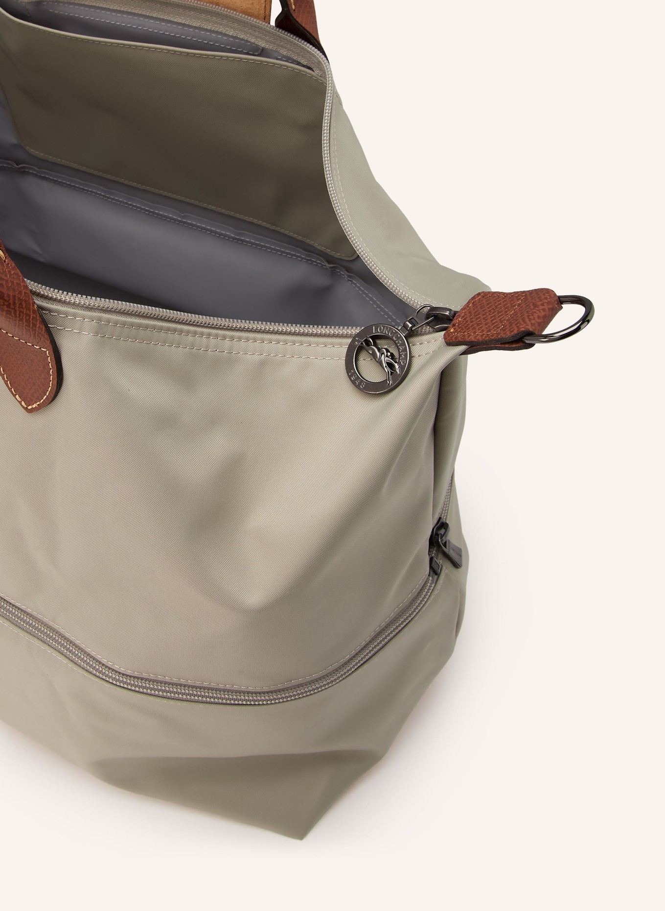 LONGCHAMP Weekender LE PLIAGE: GRAU / PLATIN / BRAUN
