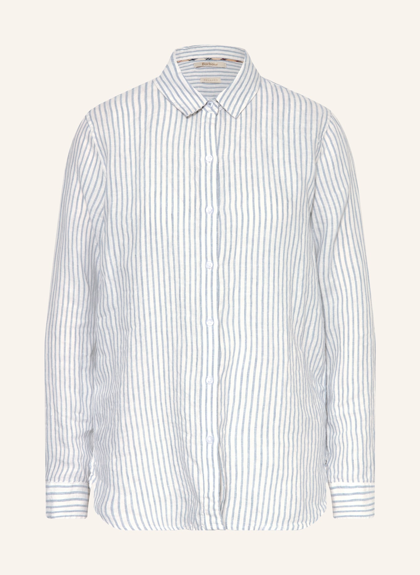 Barbour Hemdbluse MARINE aus Leinen: WEISS / HELLBLAU