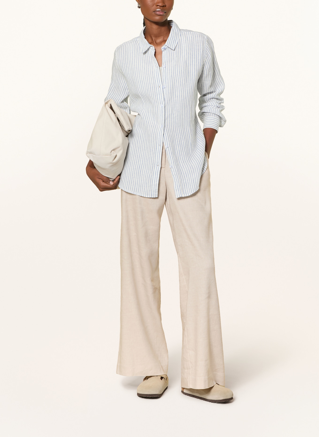 Barbour Hemdbluse MARINE aus Leinen: WEISS / HELLBLAU