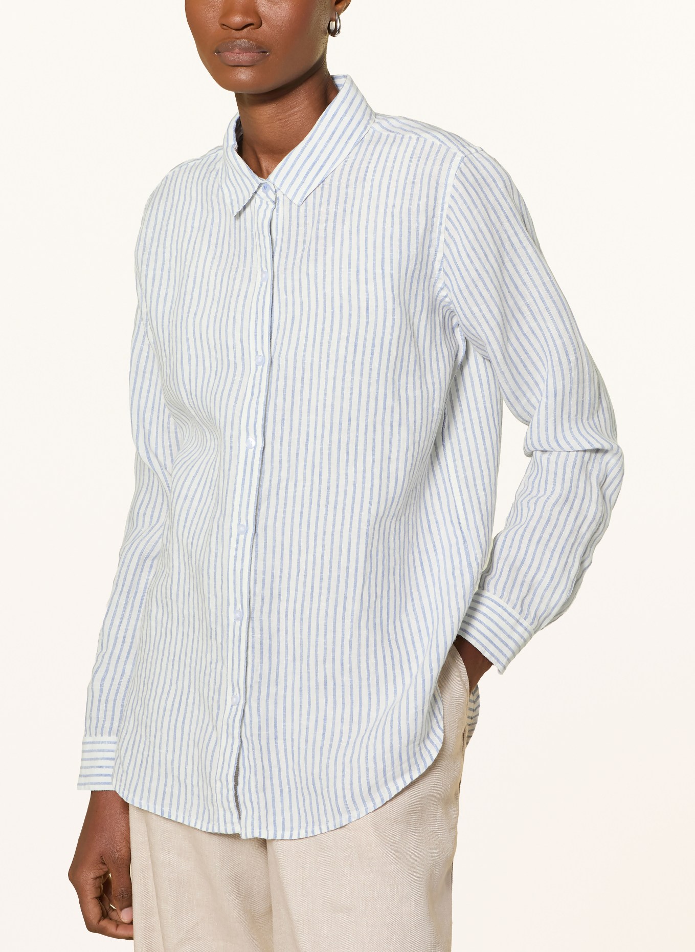 Barbour Hemdbluse MARINE aus Leinen: WEISS / HELLBLAU