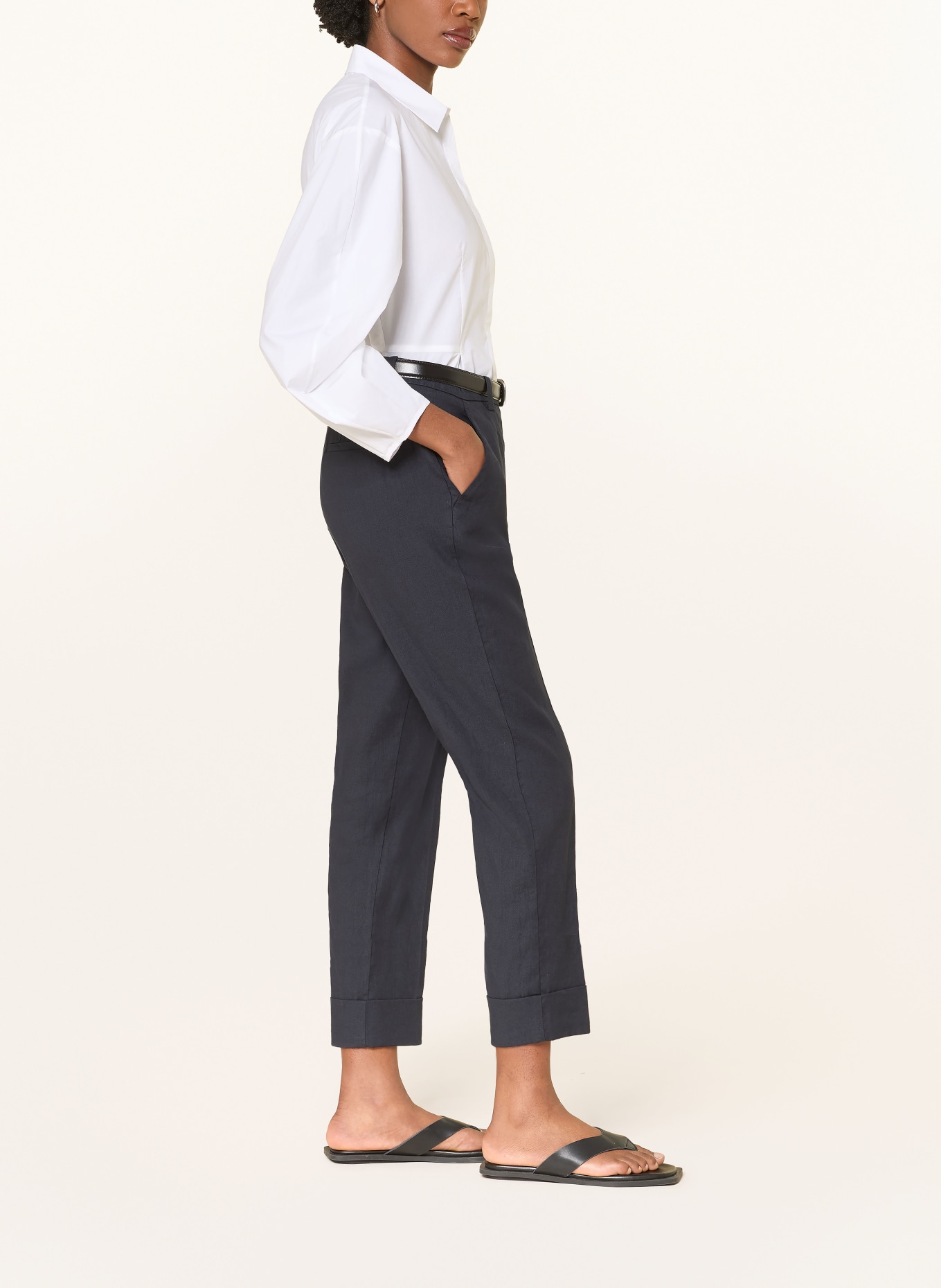 CAMBIO 7/8-Hose KRYSTAL mit Leinen: DUNKELBLAU